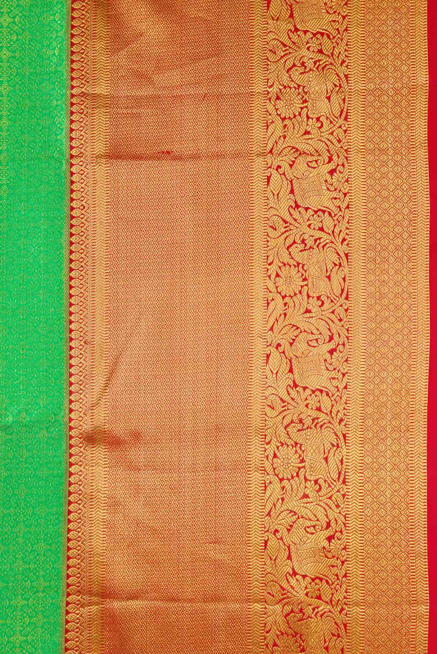 Parrot Green Kanchipuram Silk Saree - Image 11