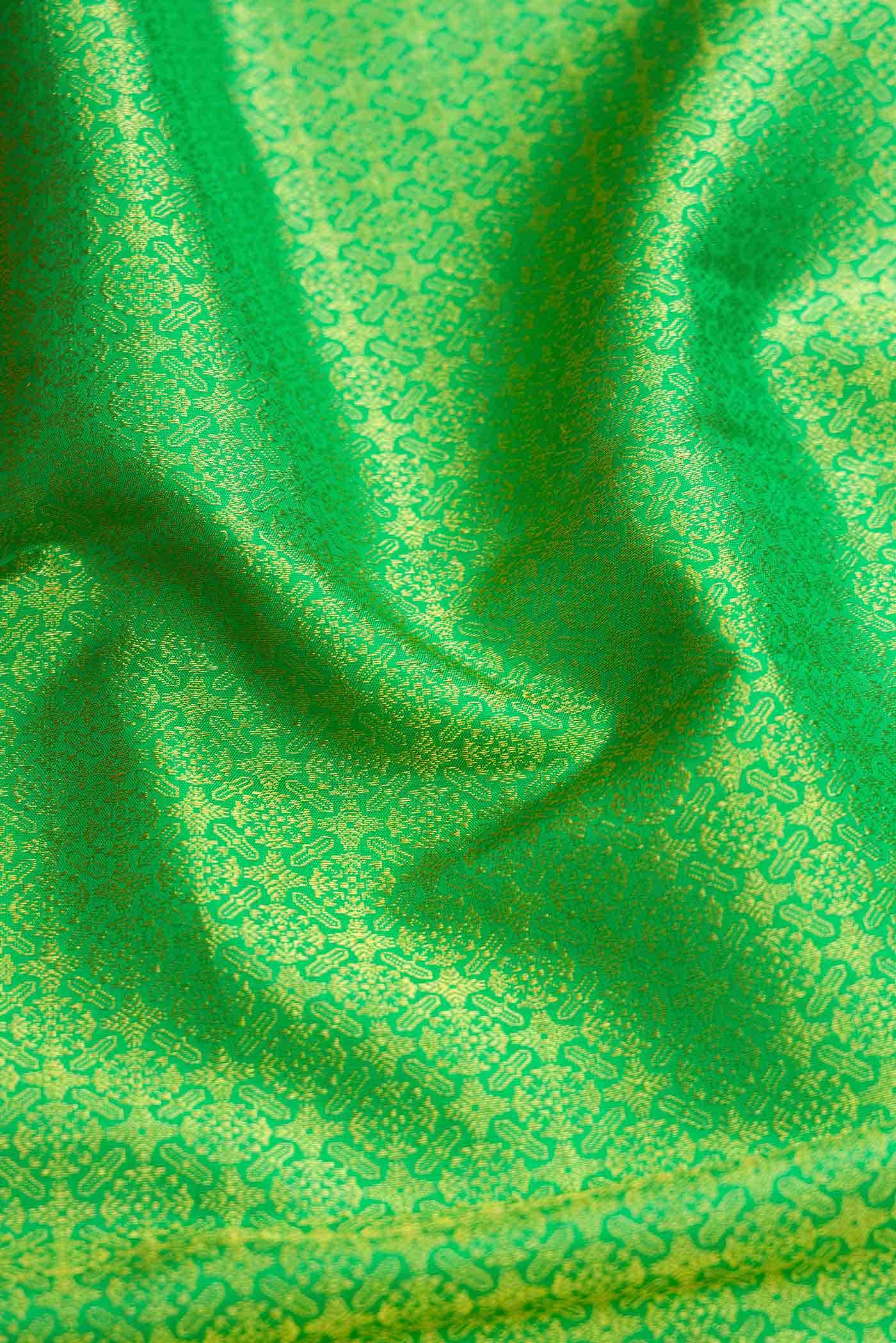 Parrot Green Kanchipuram Silk Saree - Image 3