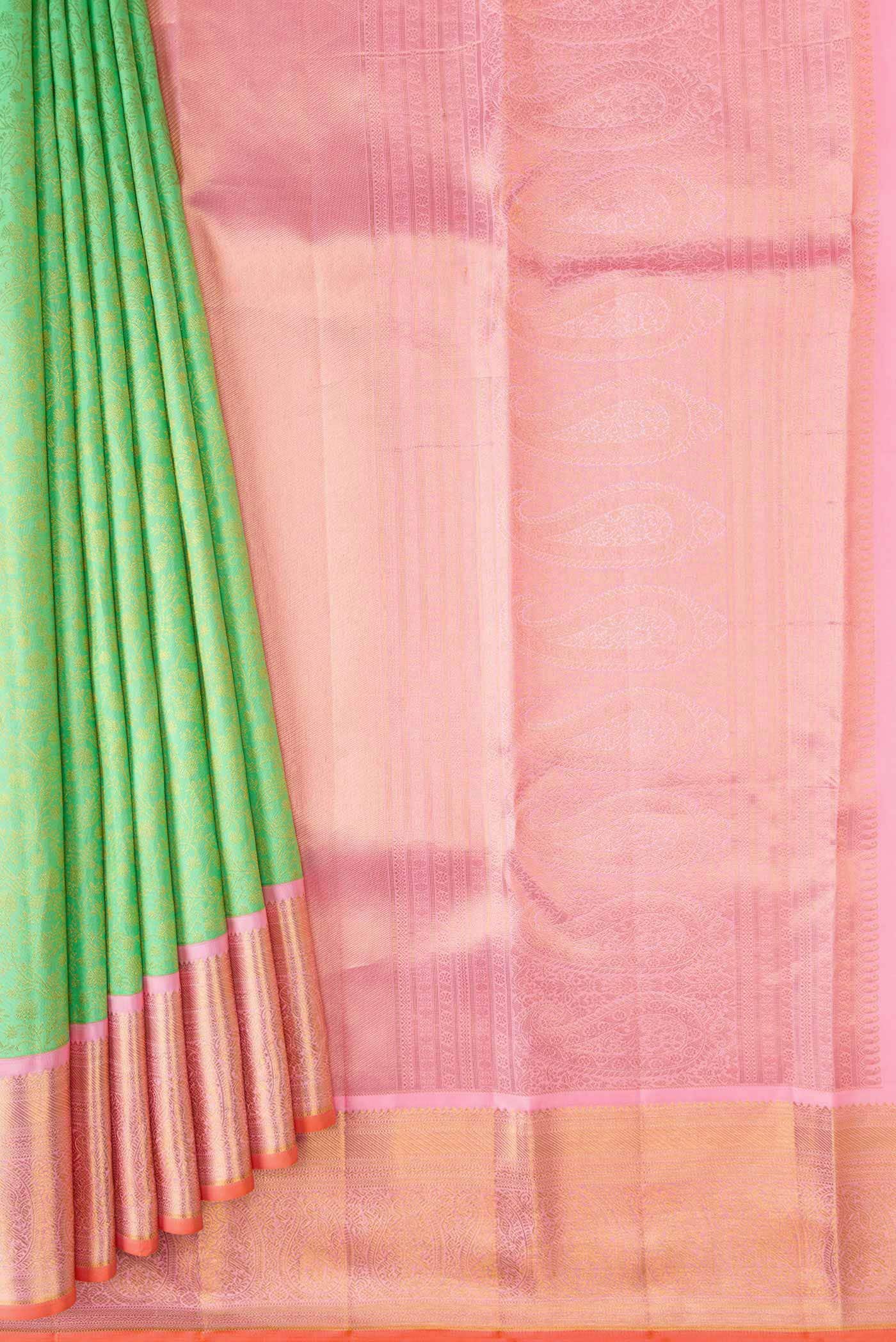 Parrot Green Kanjivaram Silk Saree - Image 2