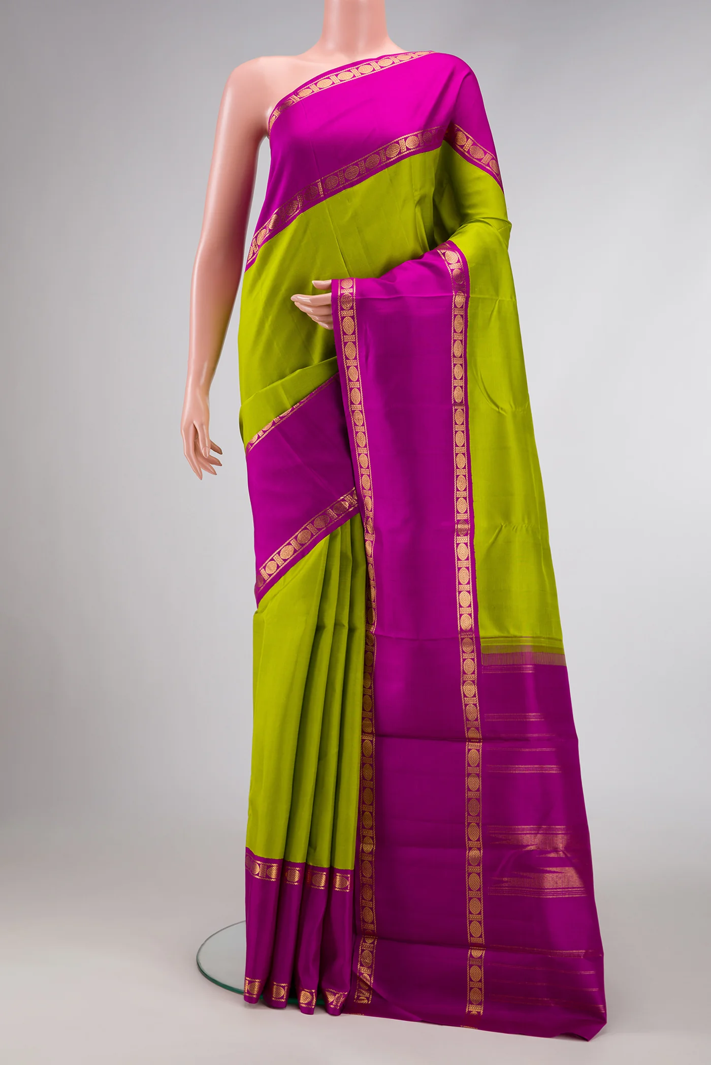 Parrot Green Kanjivaram Silk Saree