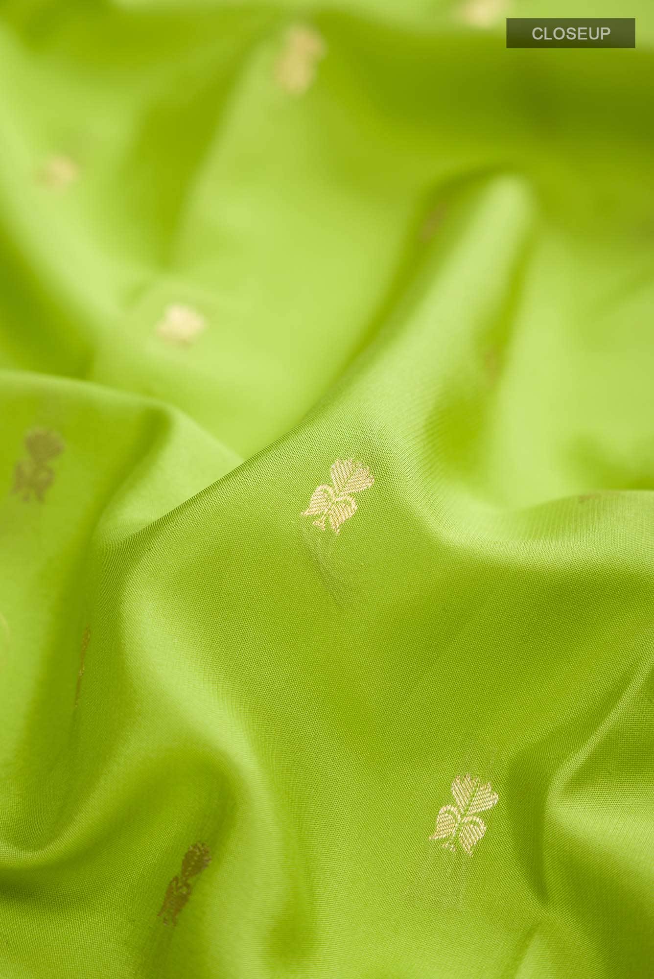 Parrot Green Mysore Crepe Saree - Image 2