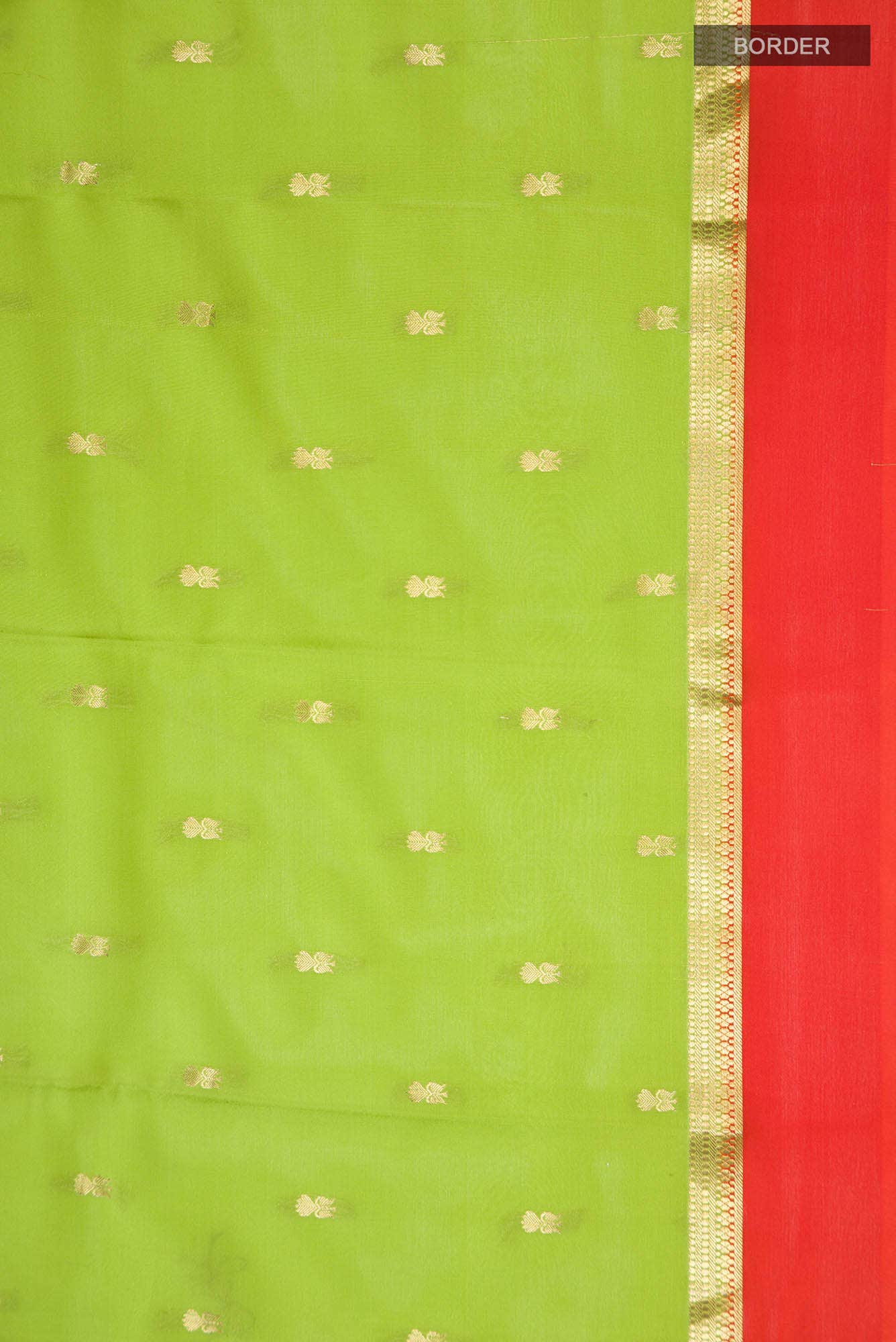 Parrot Green Mysore Crepe Saree - Image 4