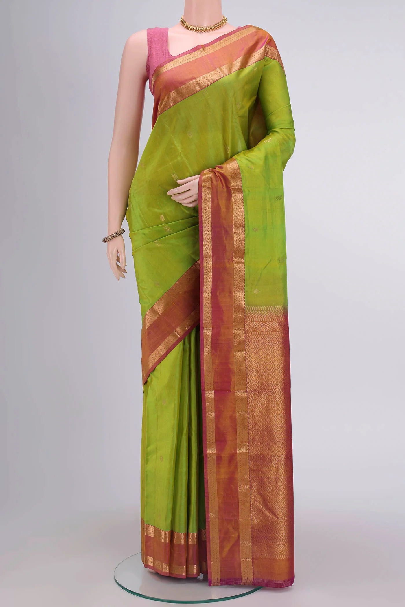 Parrot Green Nangavalli Silk [ Salem ] Saree
