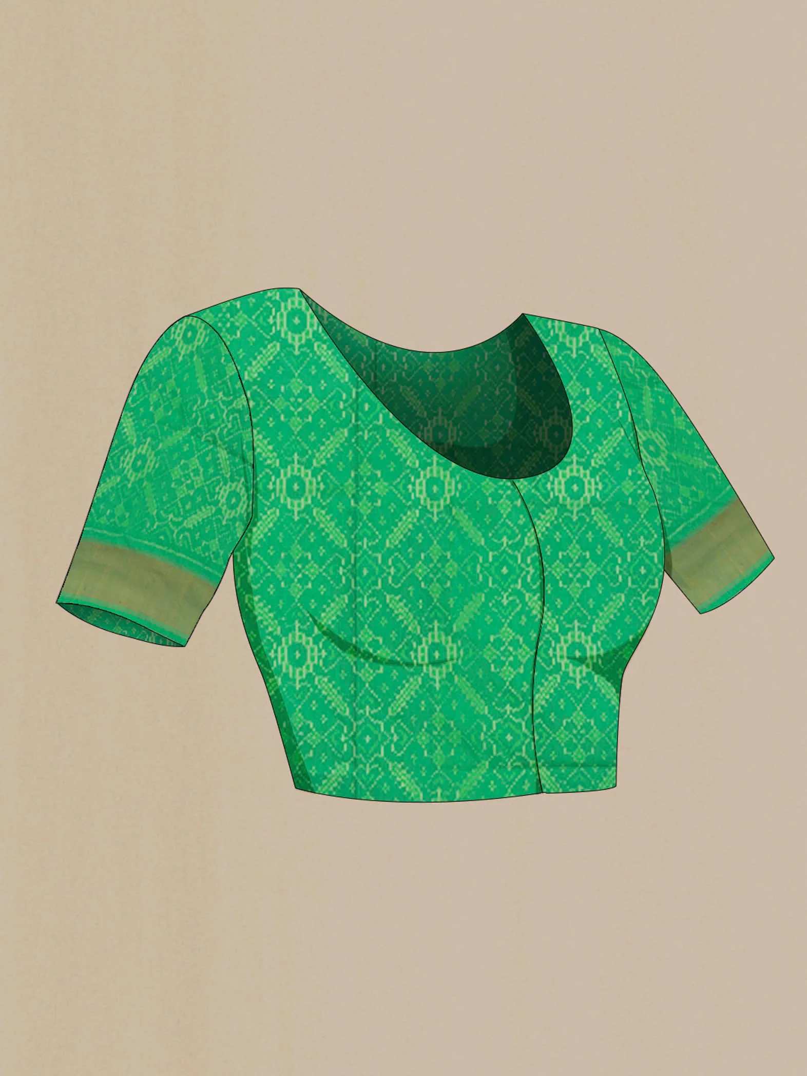 Green Pochampally Silk Saree - Image 4