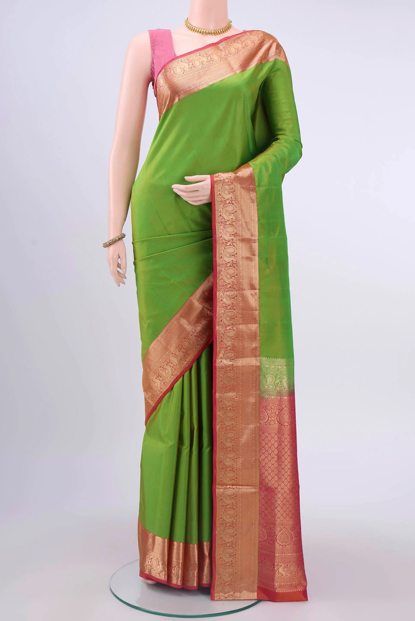 Parrot Green Soft Silk Saree