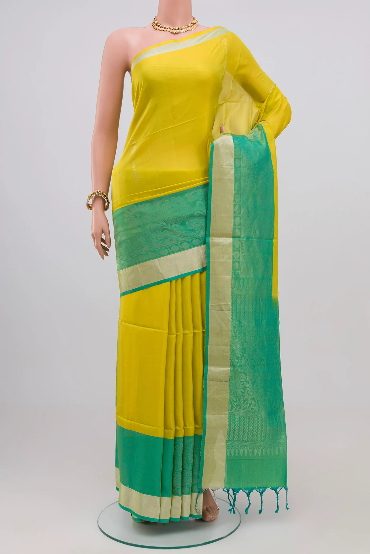 Lemon Yellow Soft Silk Saree