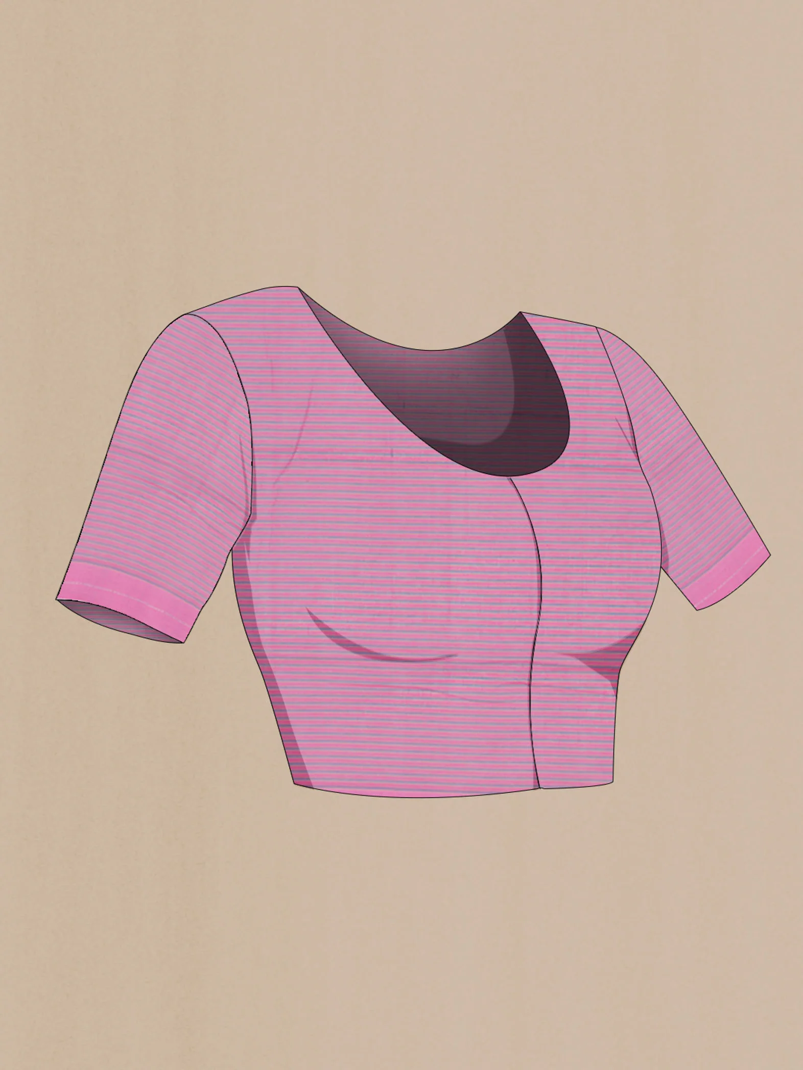Patang-Baby Pink Cotton Saree - Image 7