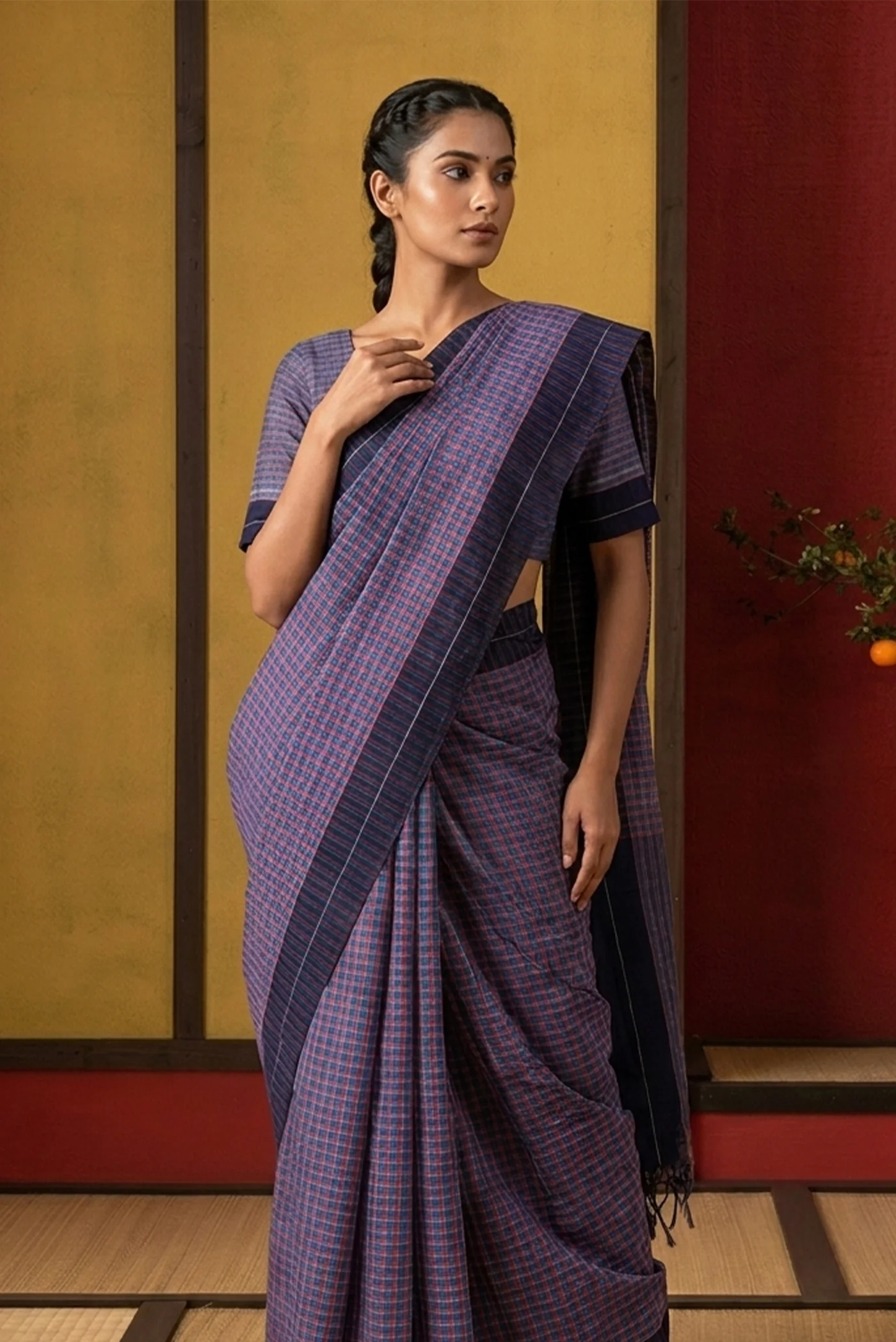 Patang-Indigo Blue Cotton Saree