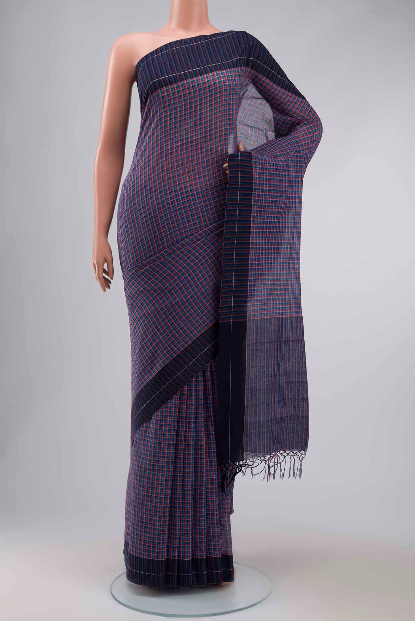Patang-Indigo Blue Cotton Saree - Image 2