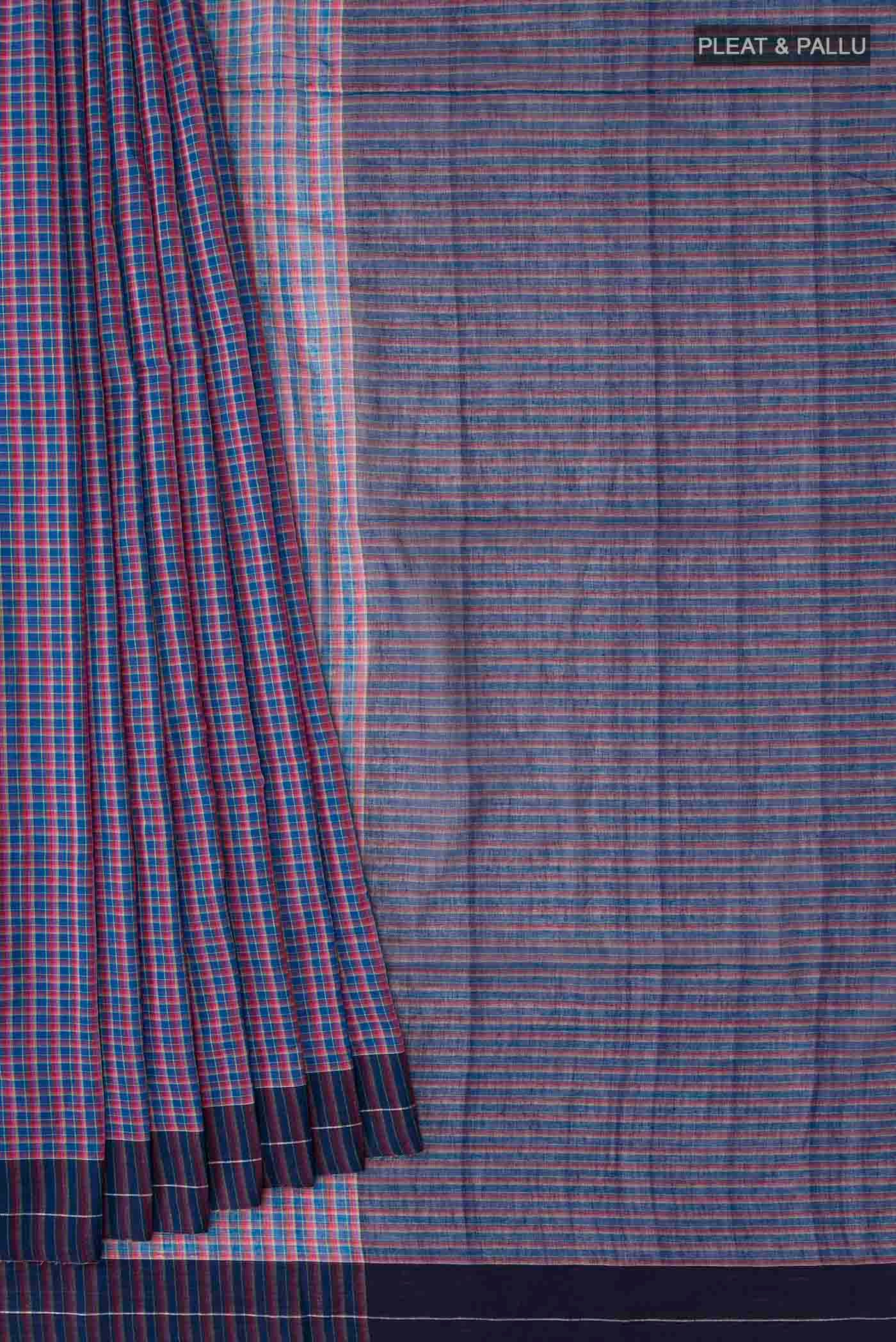 Patang-Indigo Blue Cotton Saree - Image 3