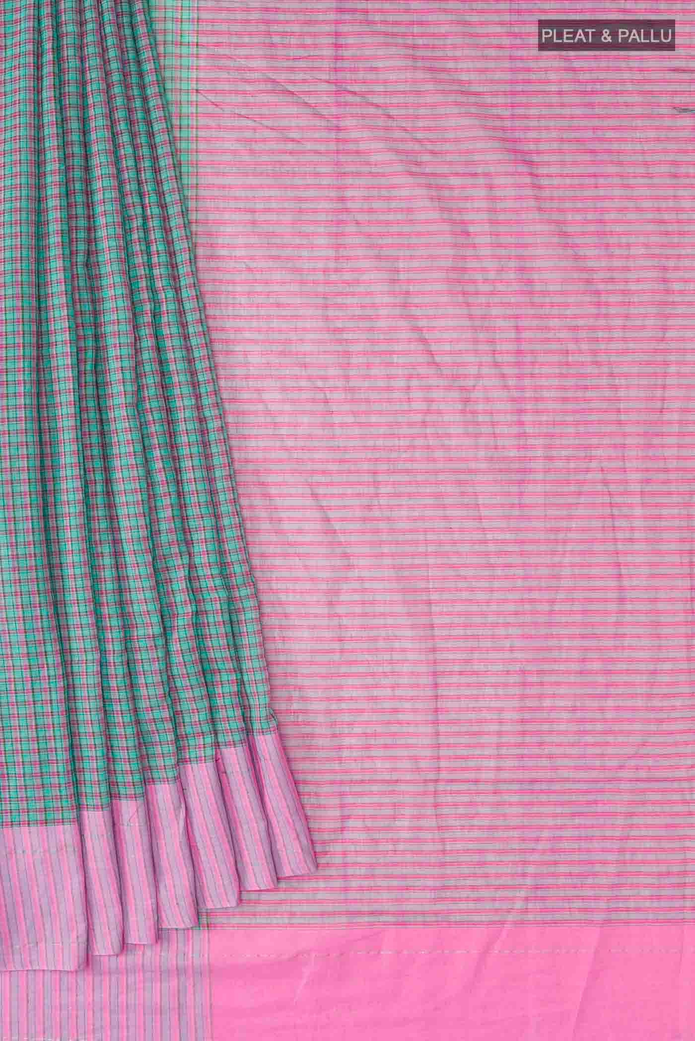 Patang-Teal Blue Cotton Saree - Image 3