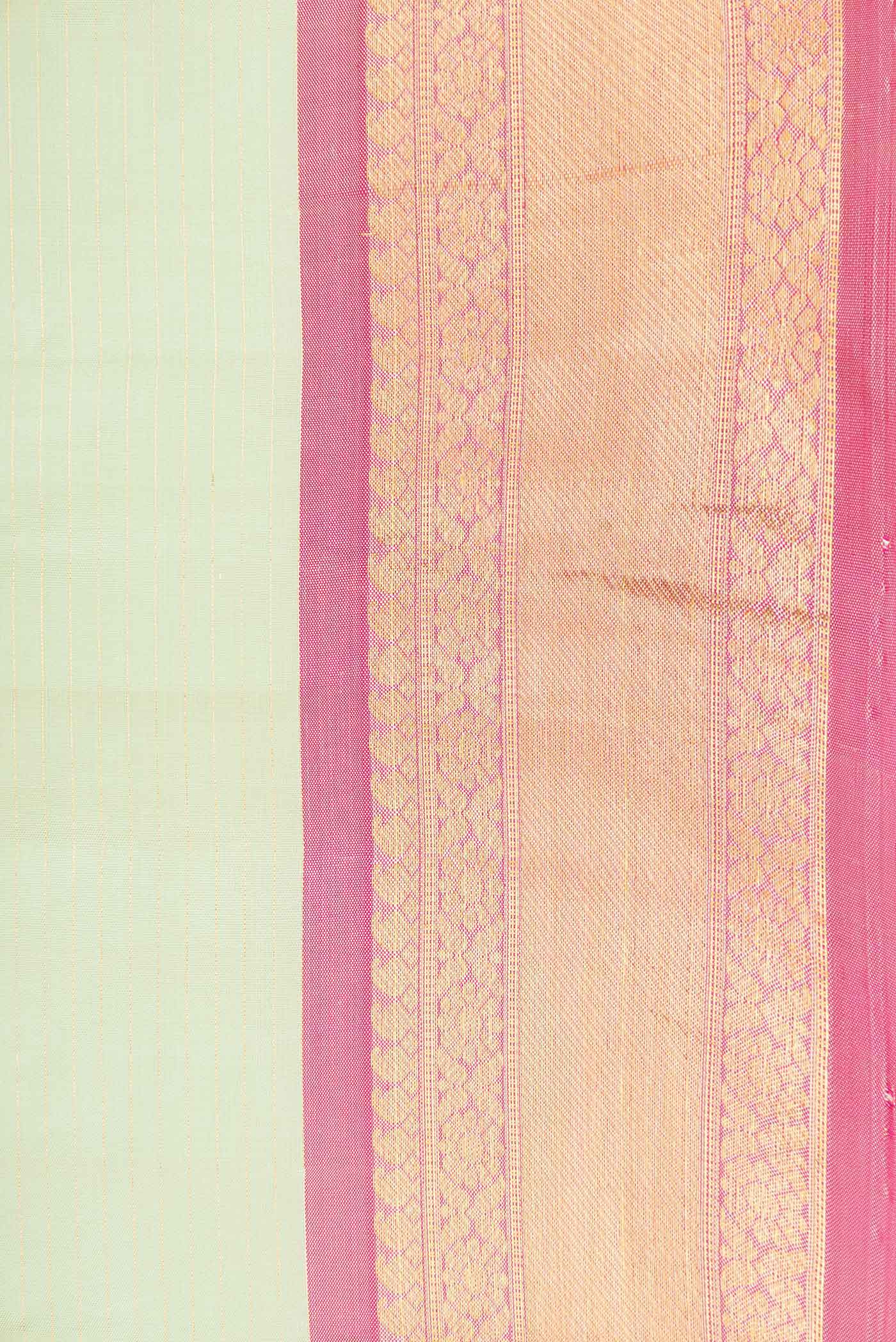 Peach and Green Color Kanchipuram Silk Saree - Image 3