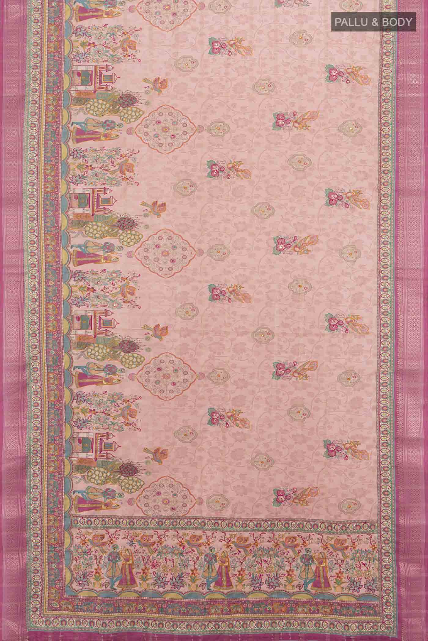 Rose pink Blended Art Silk Saree - Image 5
