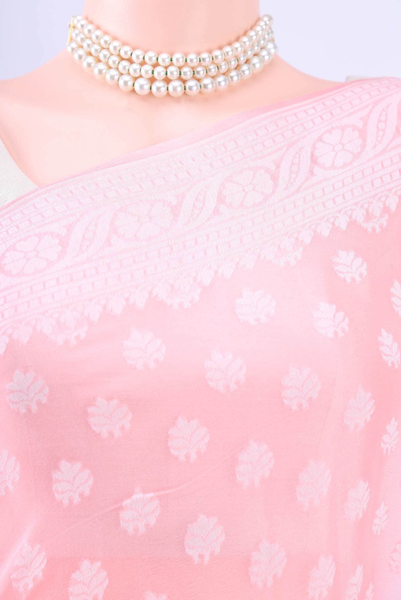 Peach Banarasi Georgette Saree - Image 3