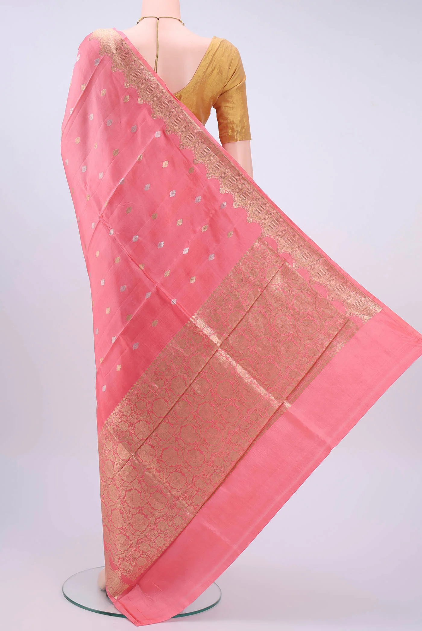 Peach Banarasi Katan Silk Saree - Image 3