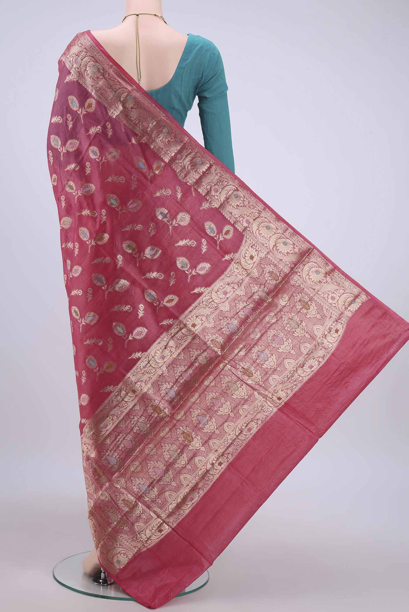 Peach Banarasi Raw Silk Saree - Image 3