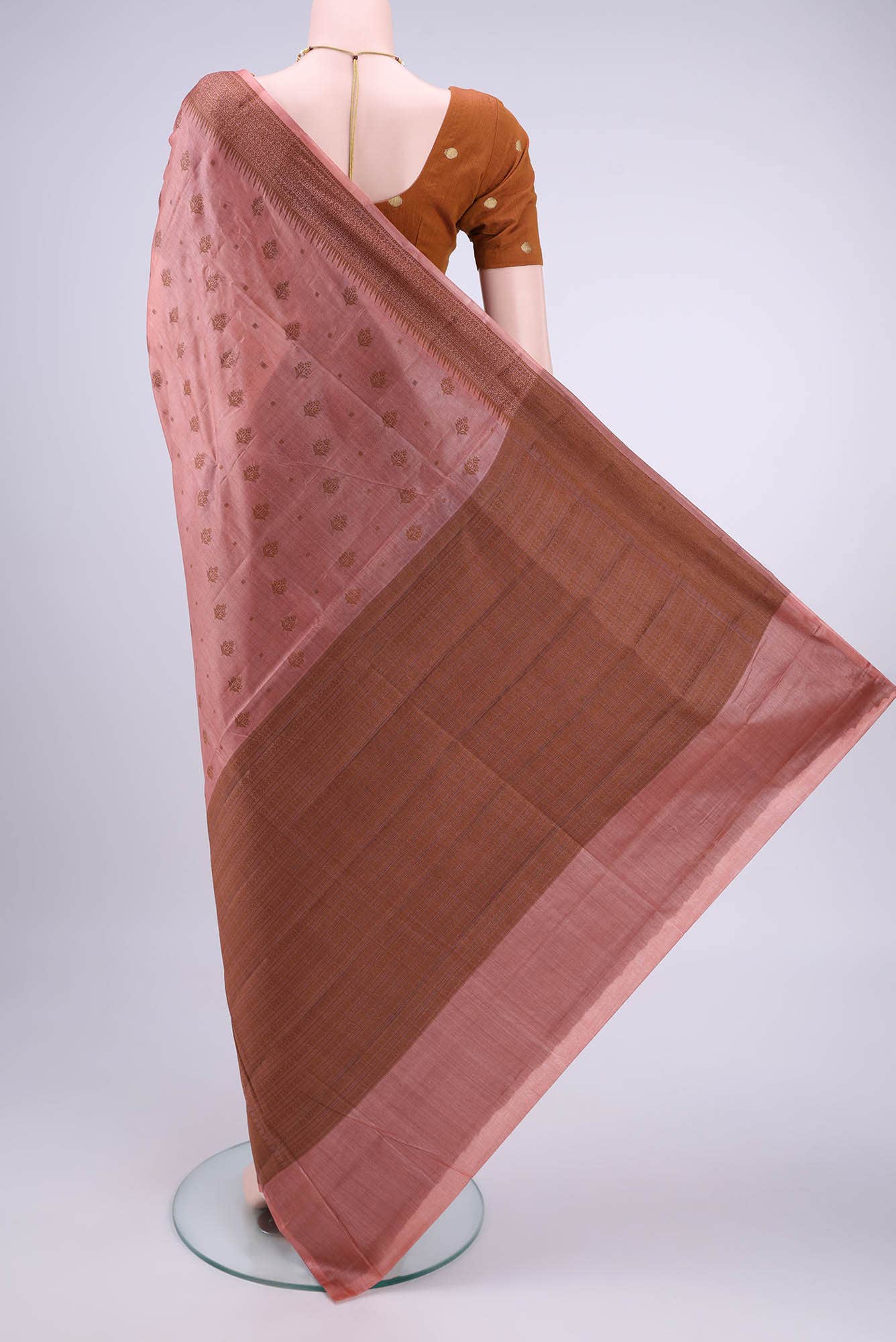 Peach Banarasi Raw Silk Saree - Image 2