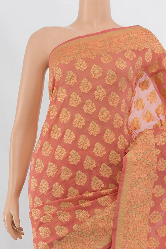Peach Banarasi Silk Saree - Image 2