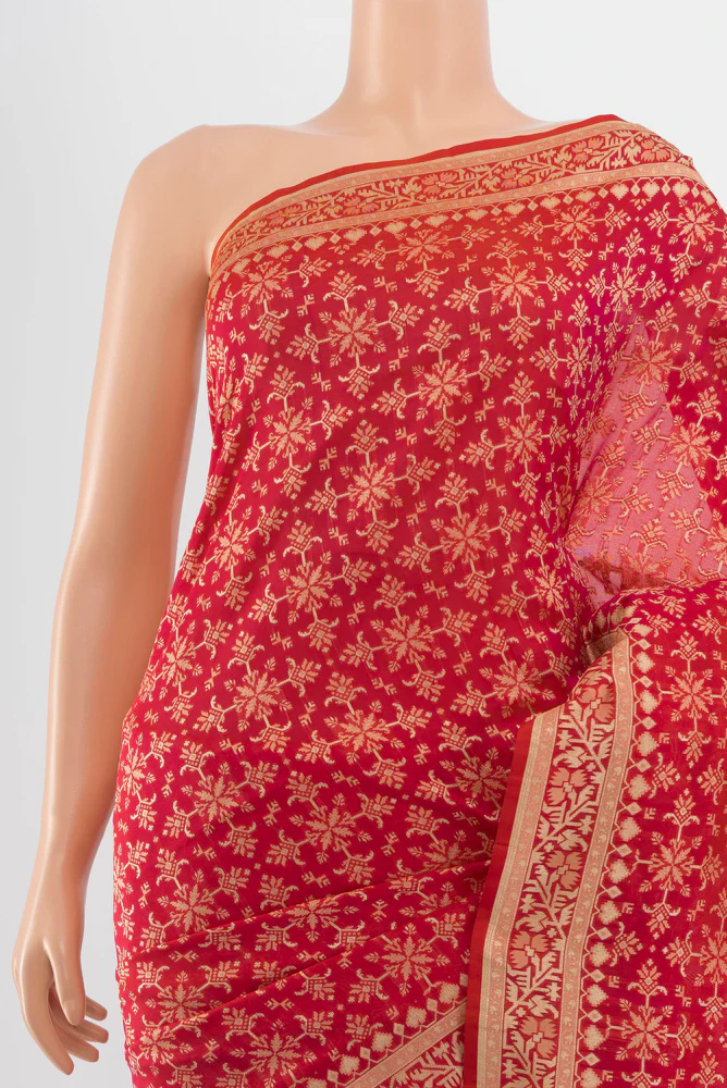 Red Banarasi Silk Saree - Image 2