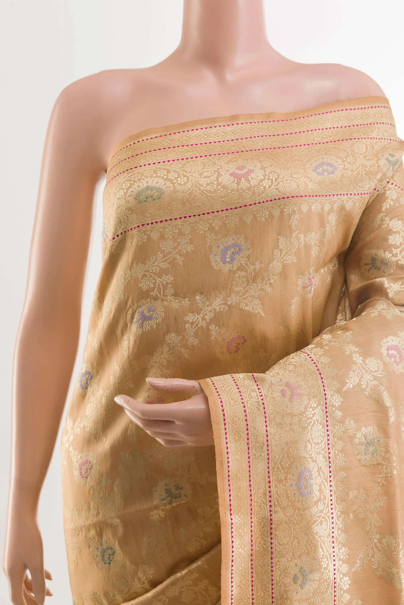 Sandal Banarasi Tussar Silk Saree - Image 2