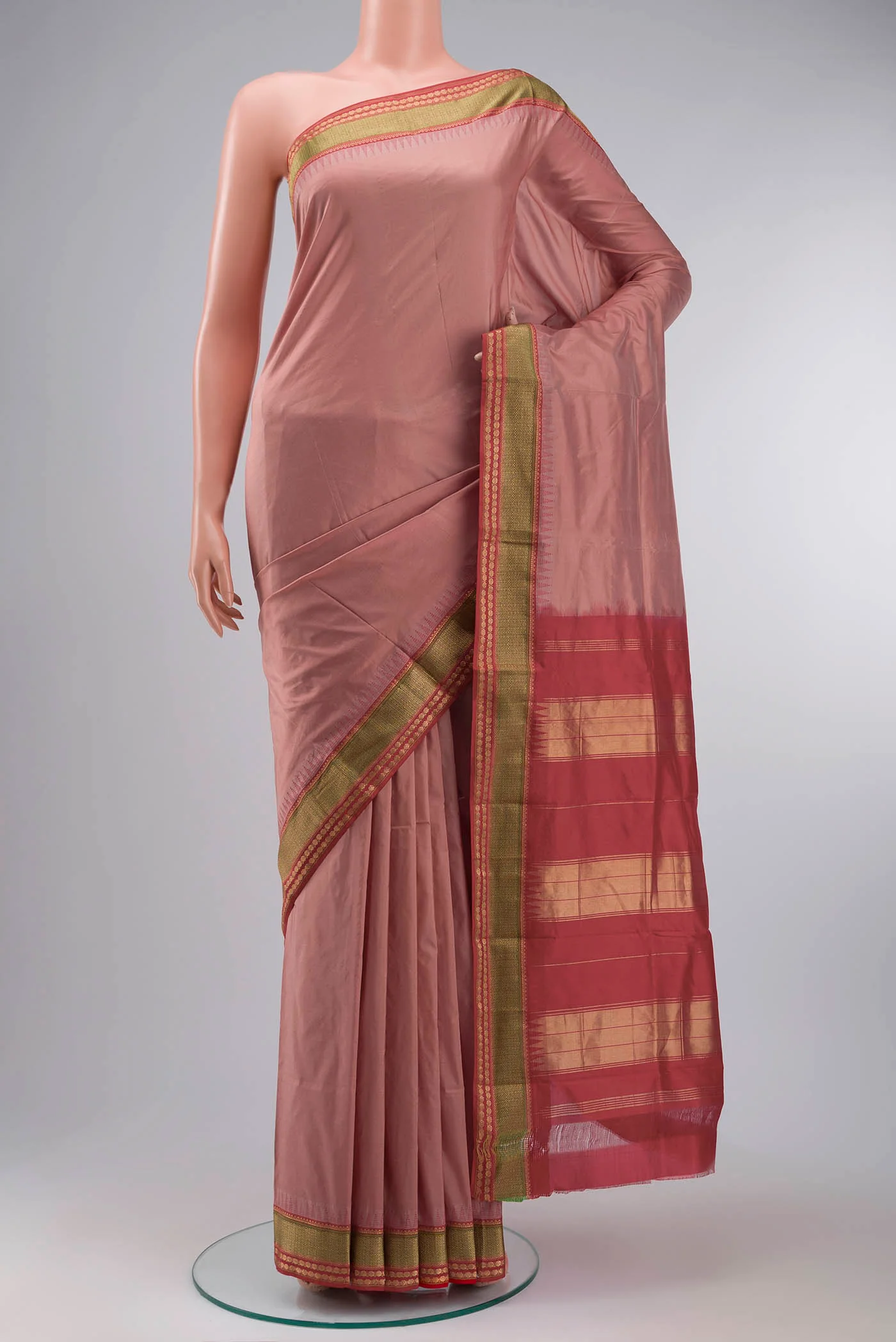 Peach Bangalore Silk Saree