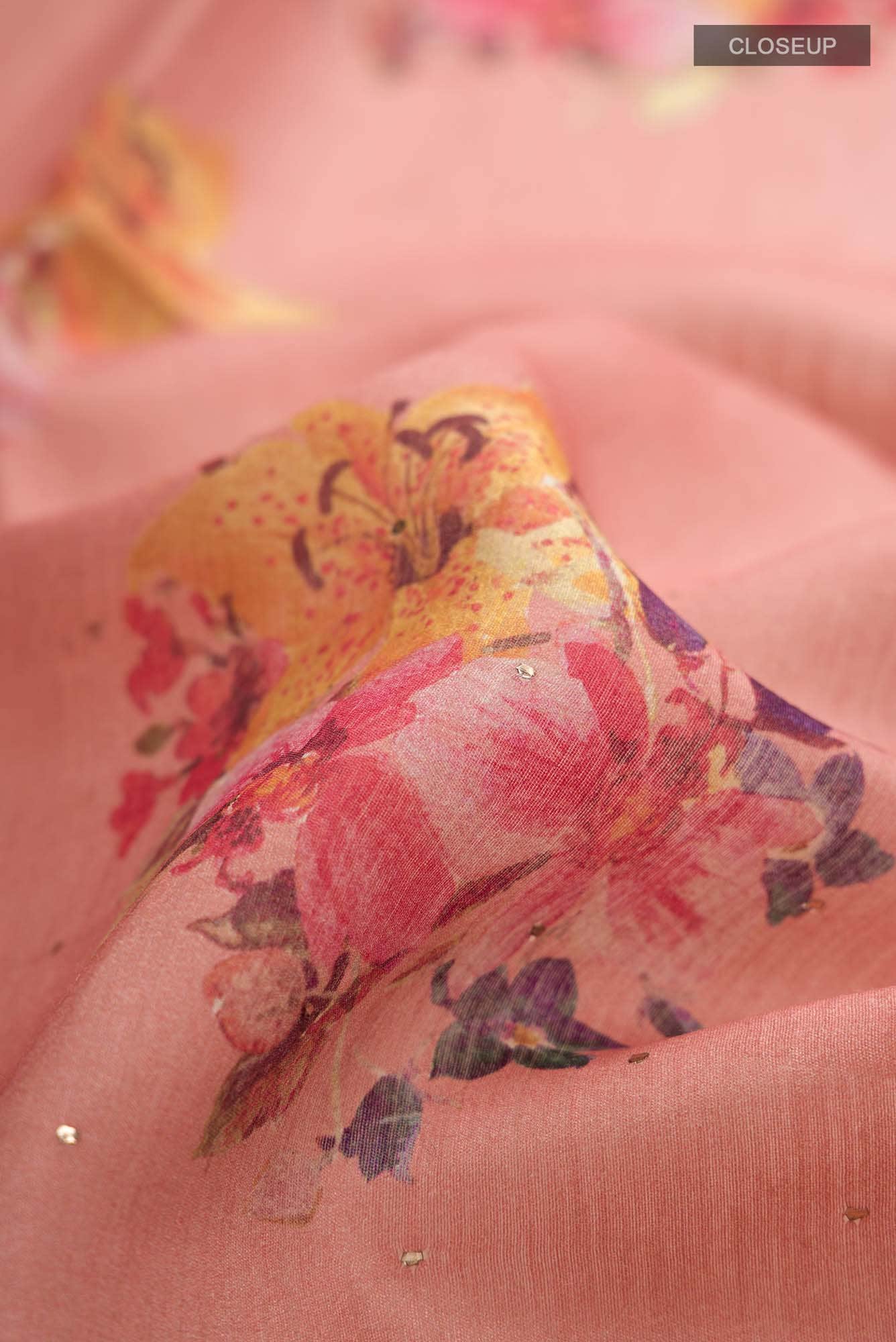 Peach Bhagalpuri Tussar Silk Saree - Image 2