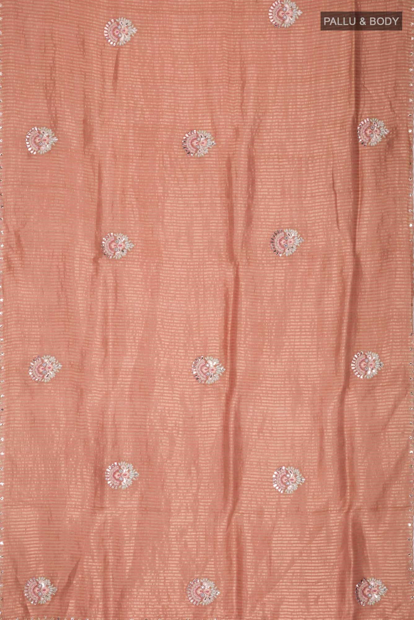 Peach Bhagalpuri Tussar Silk Saree - Image 4
