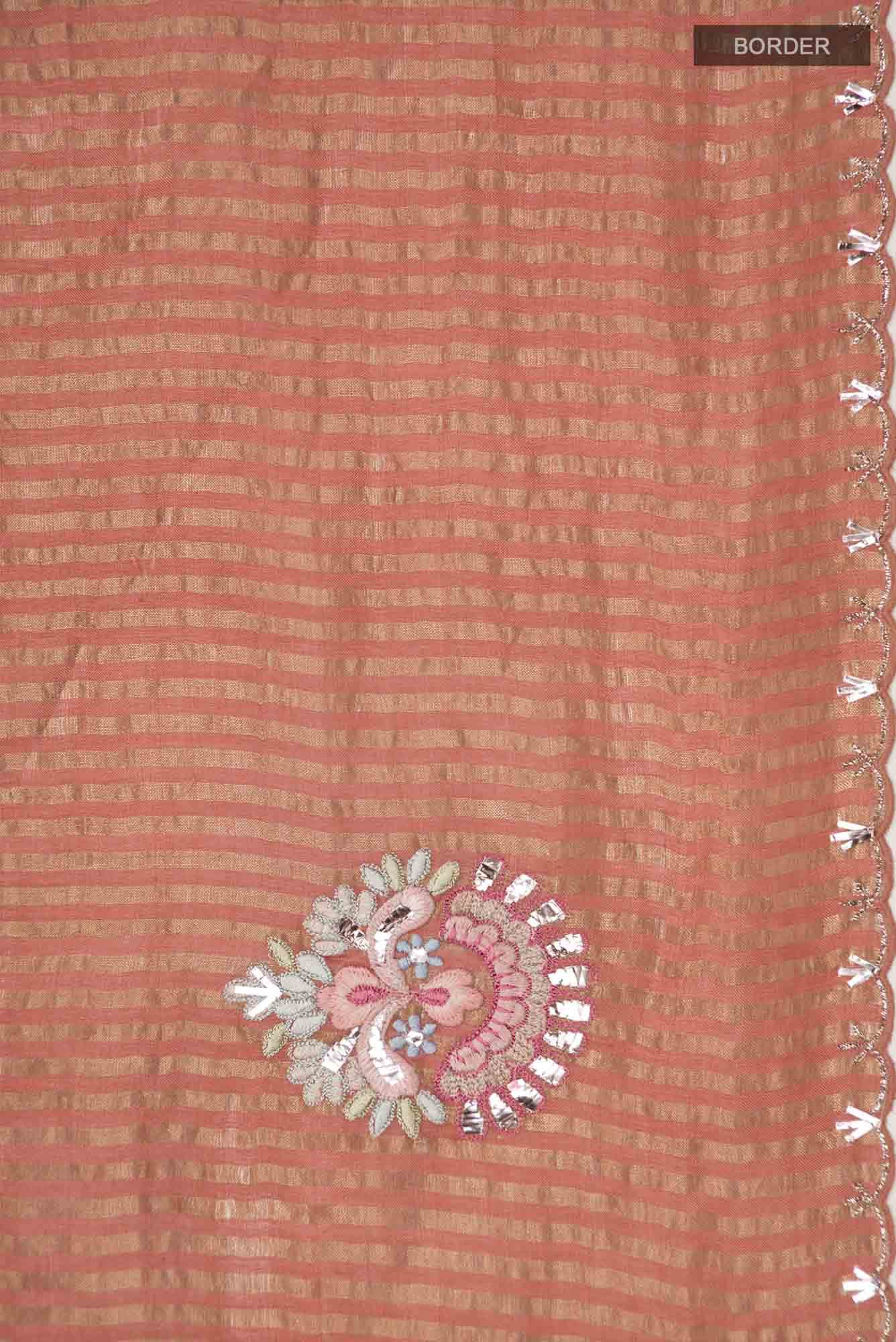 Peach Bhagalpuri Tussar Silk Saree - Image 5