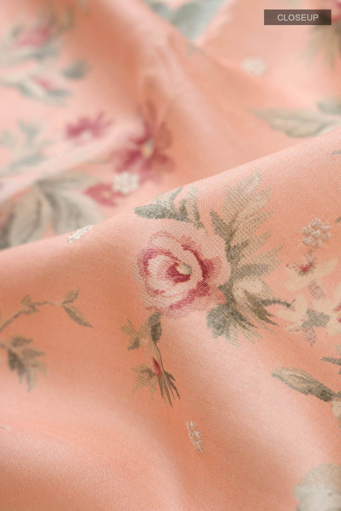Peach Bhagalpuri Tussar Silk Saree - Image 3