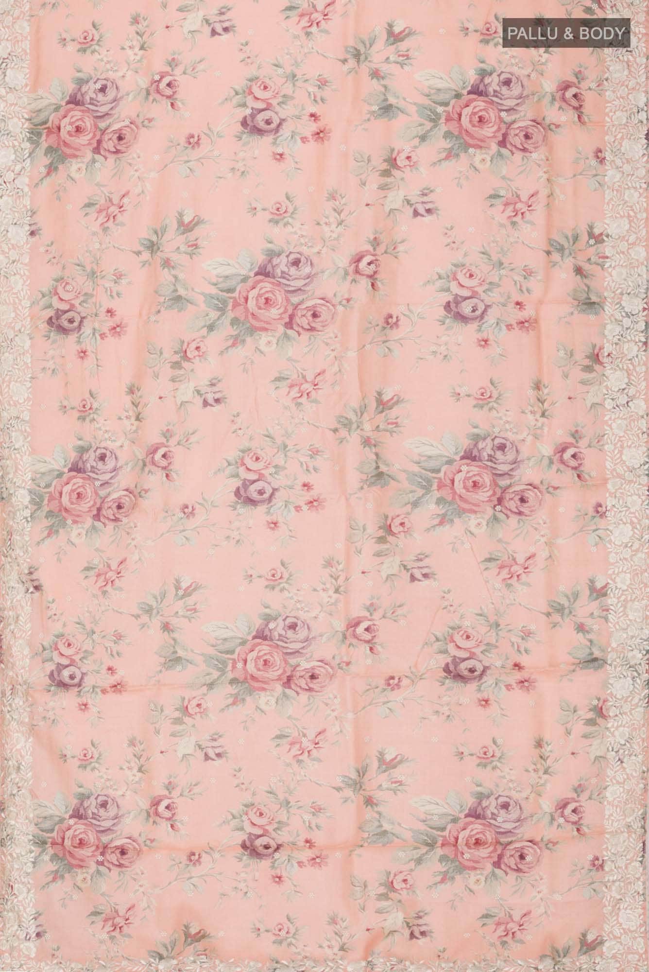 Peach Bhagalpuri Tussar Silk Saree - Image 4