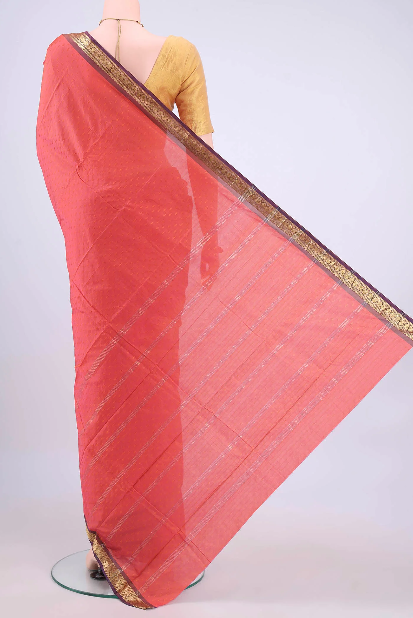 Peach Blended Bangalore Silk Saree - Image 3