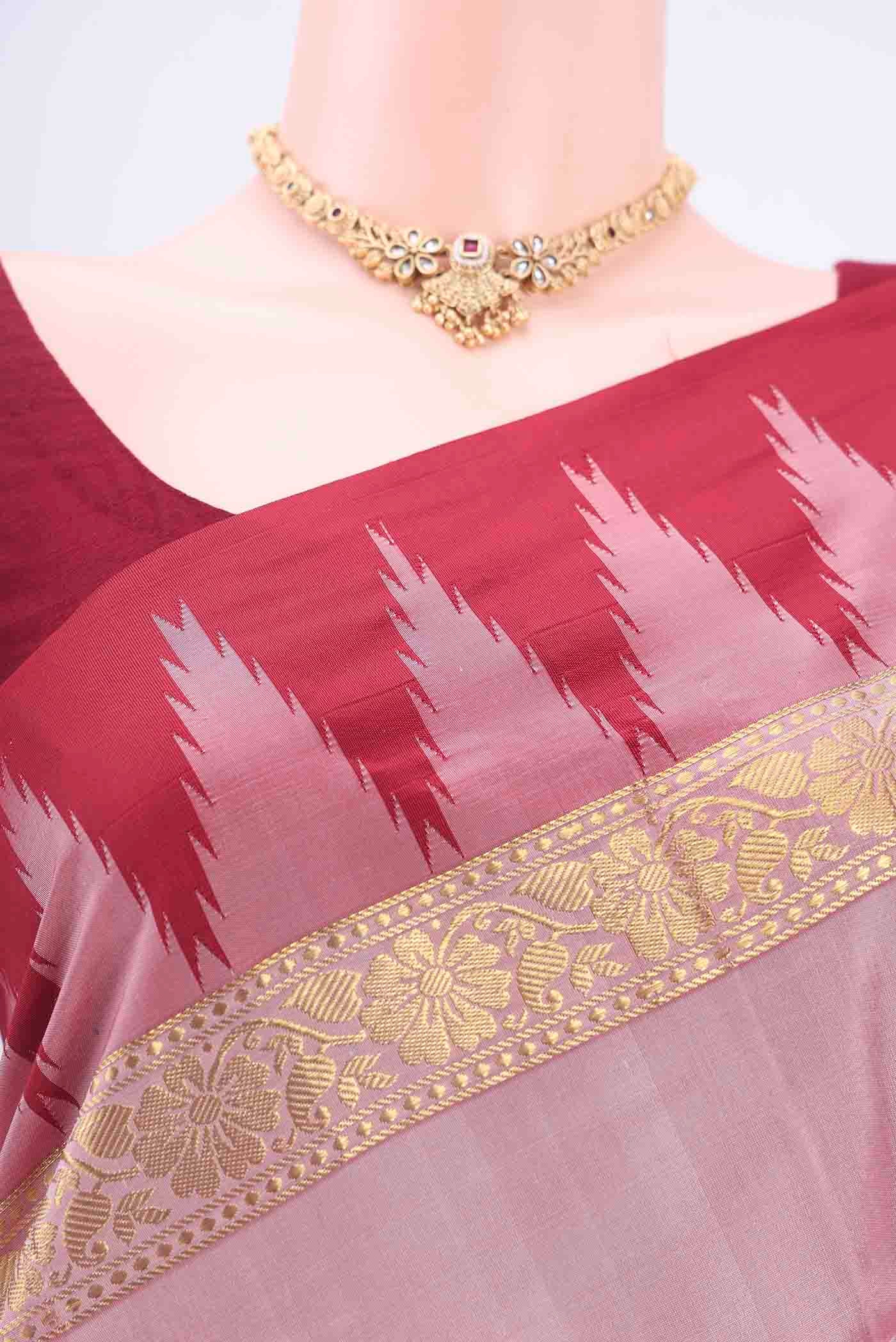 Peach Blended Bangalore Silk Saree - Image 2