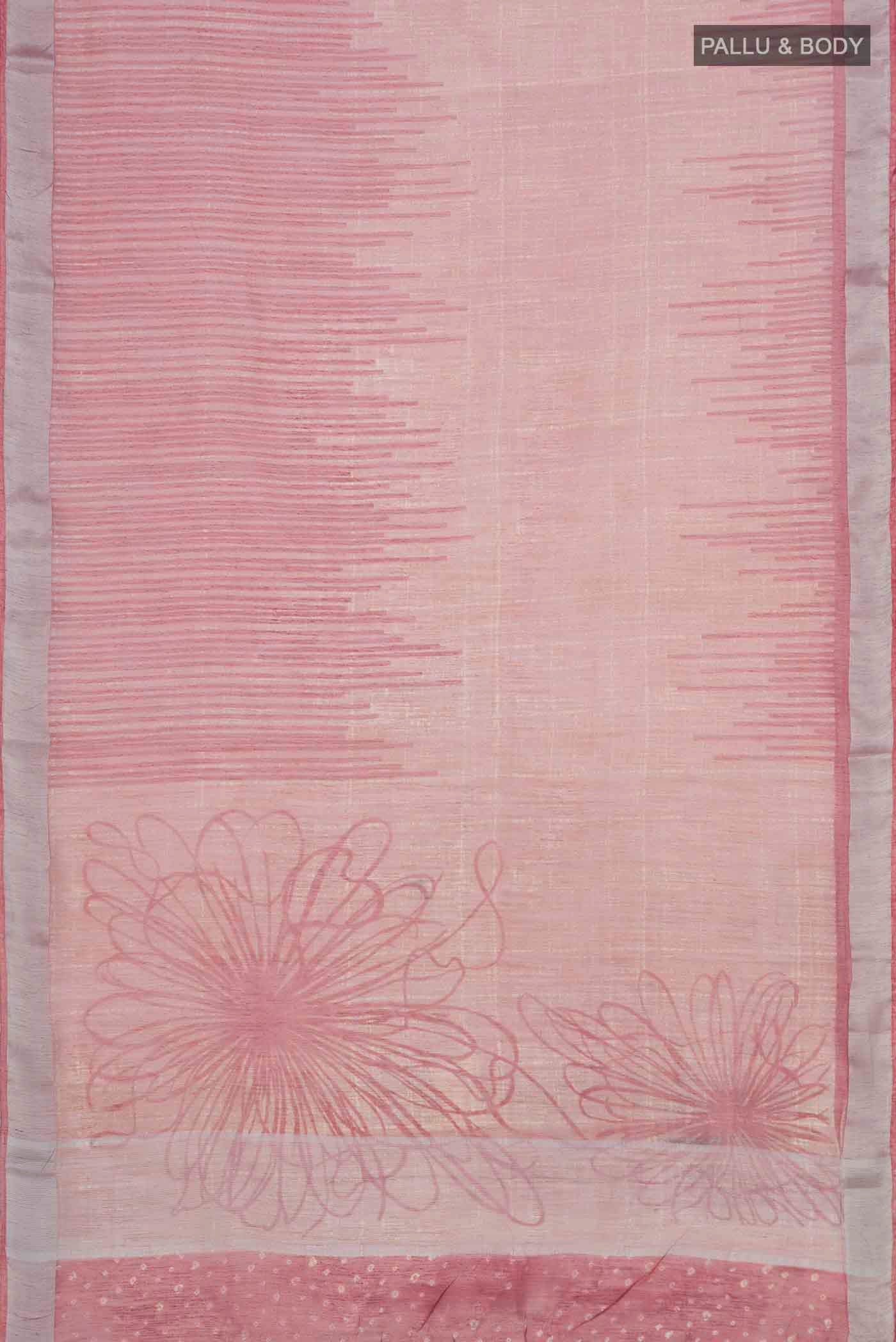 Peach Blended Tussar Silk Saree - Image 3