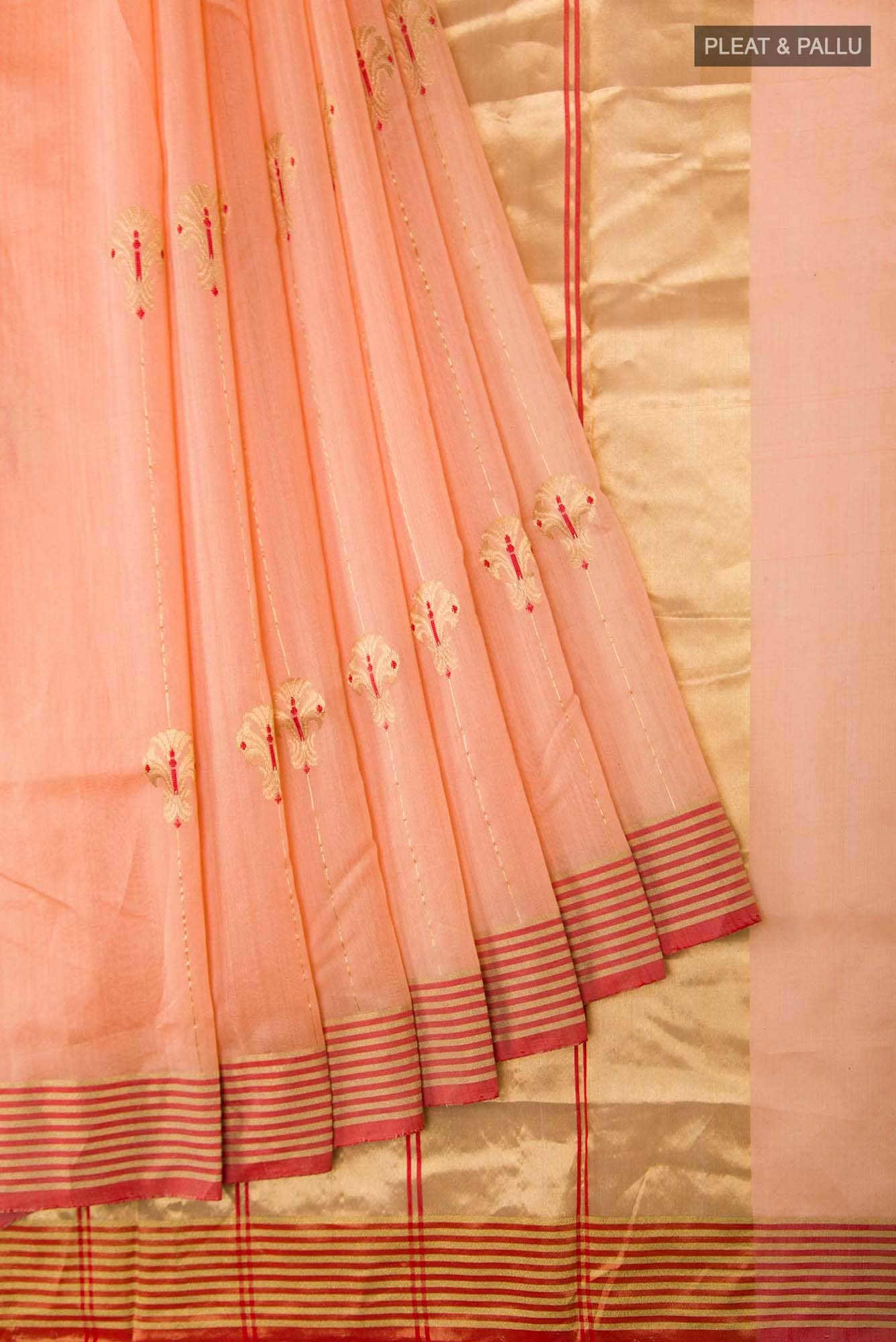 Navya  Peach Chanderi Silk Cotton Saree - Image 2