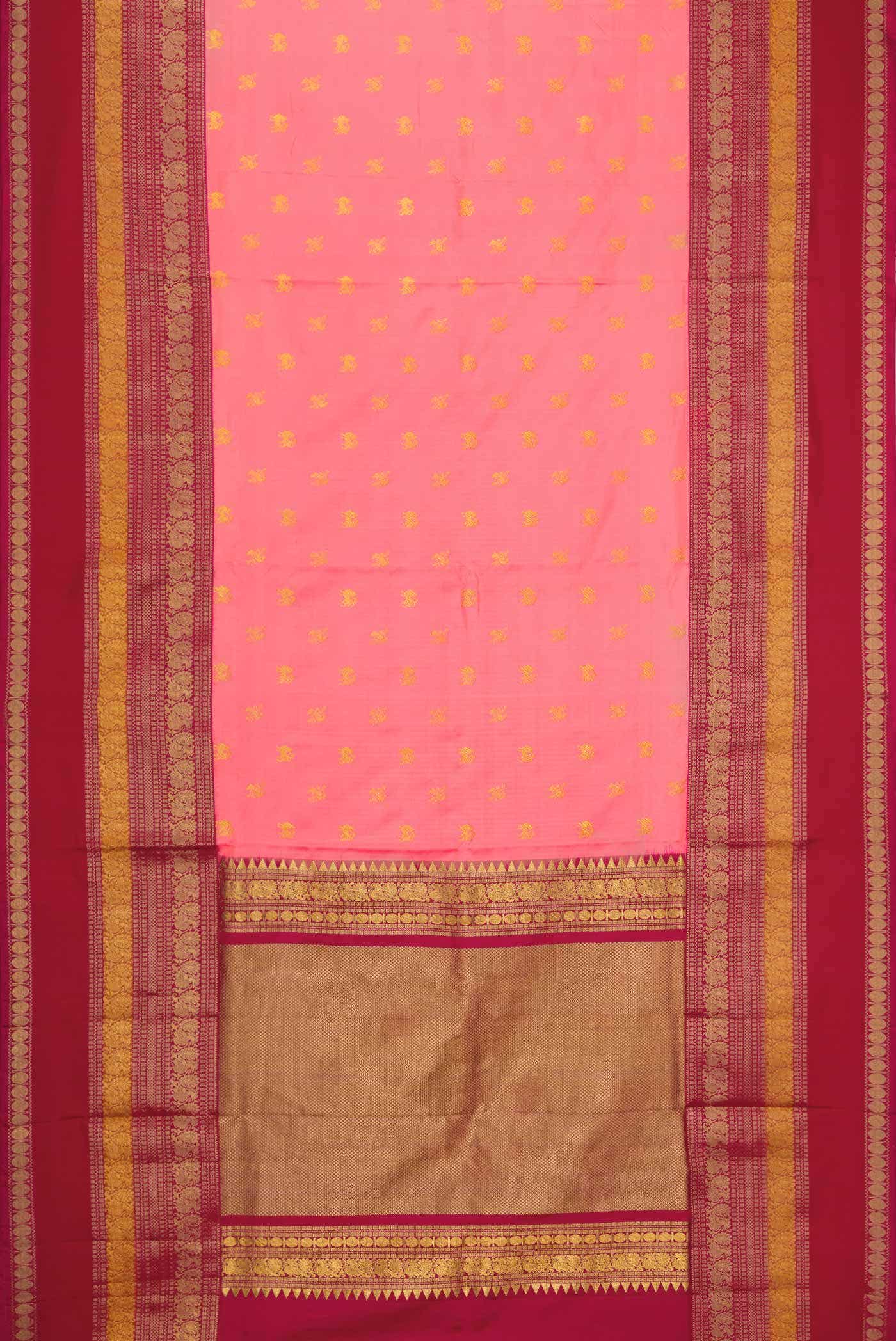 Peach Double Ikat Saree - Image 10