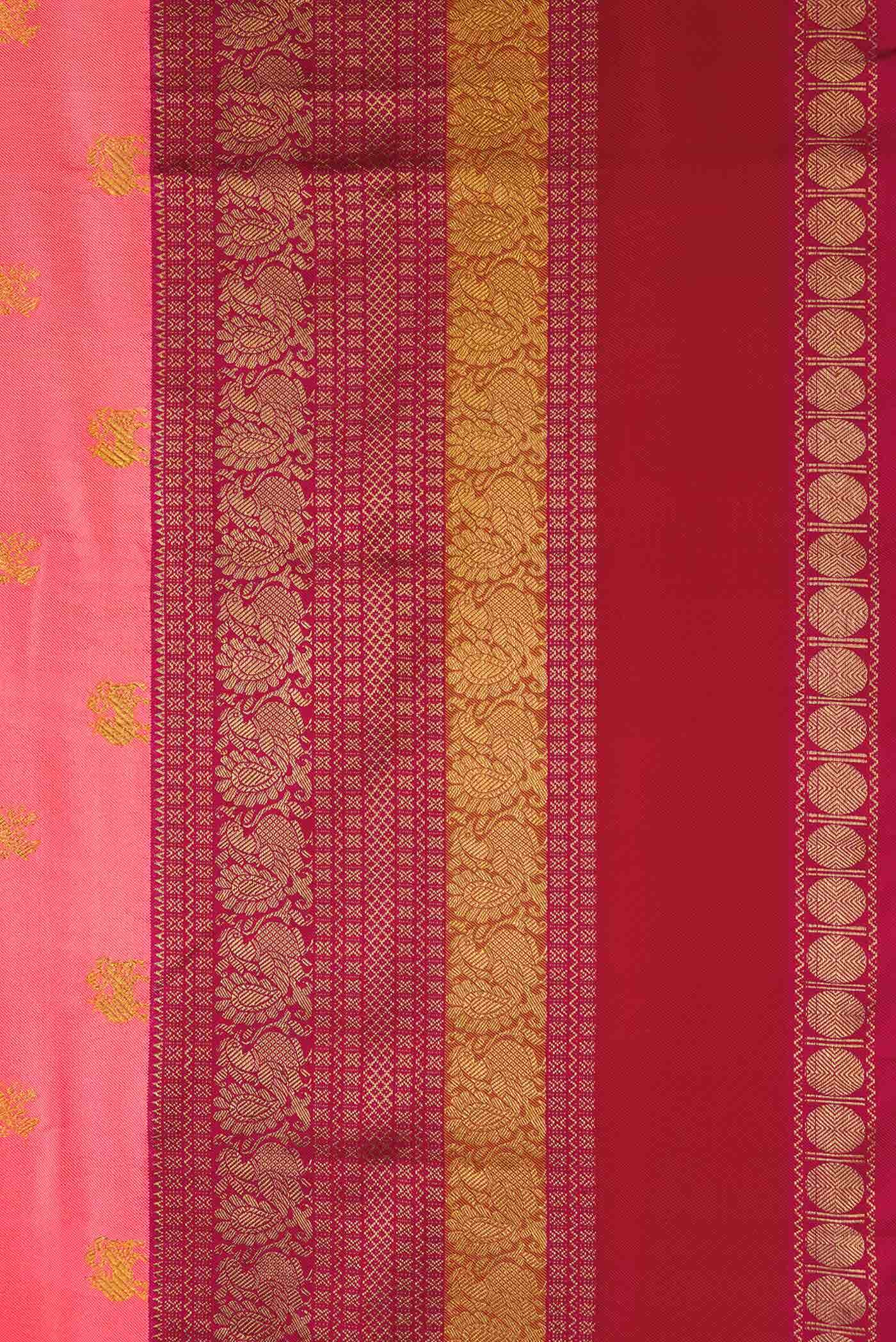 Peach Double Ikat Saree - Image 11