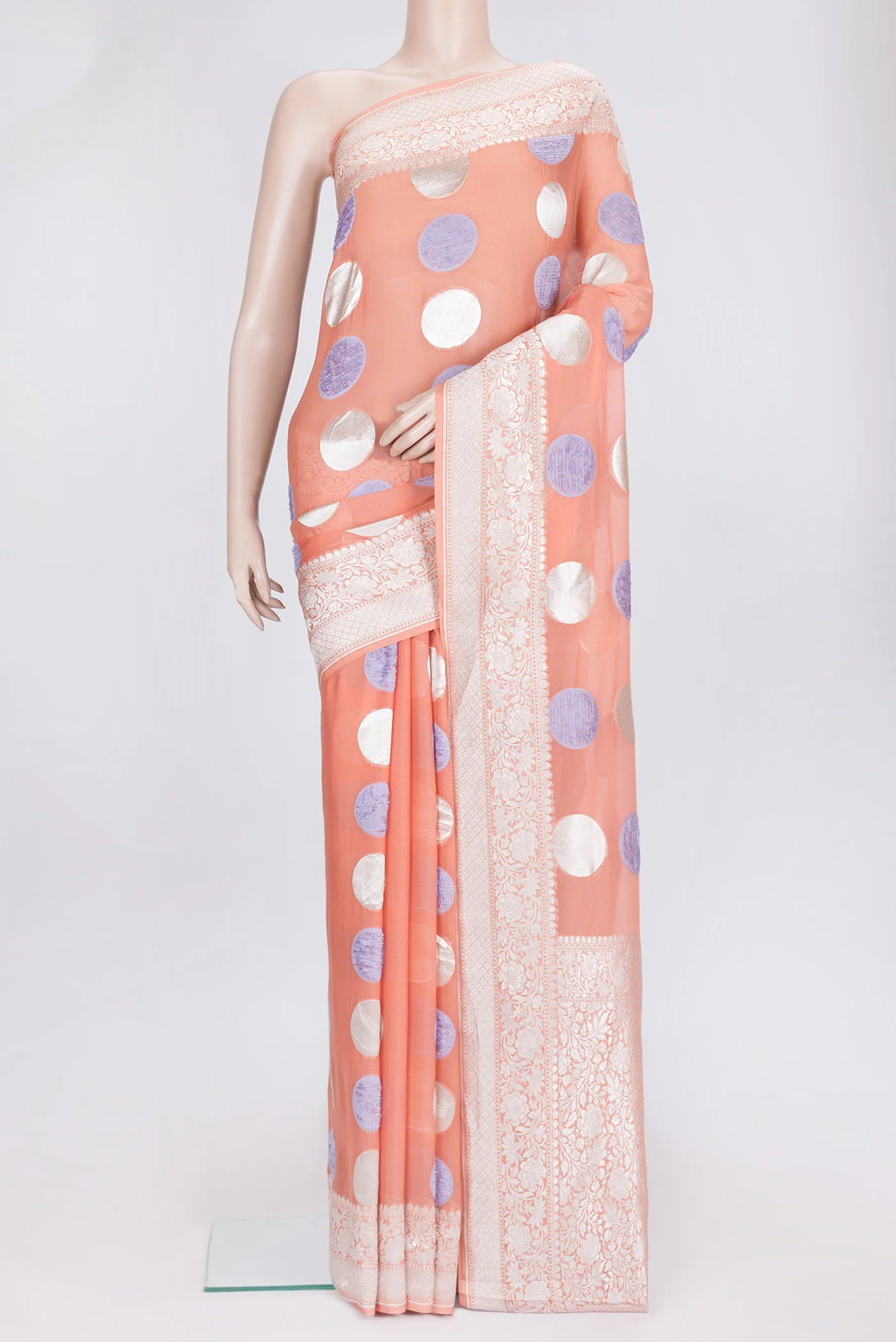 Peach Banarasi Georgette Saree
