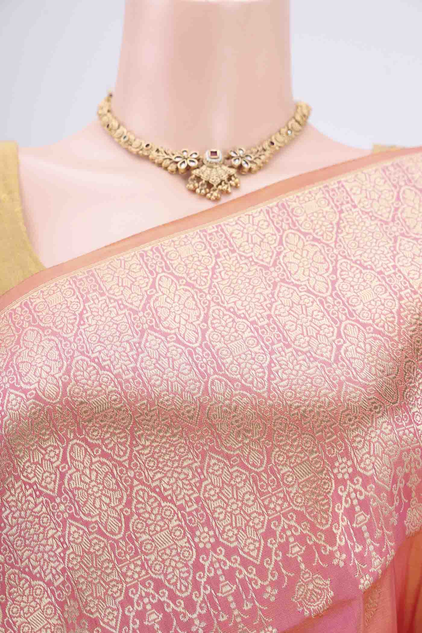 Peach Banarasi Silk Saree - Image 2
