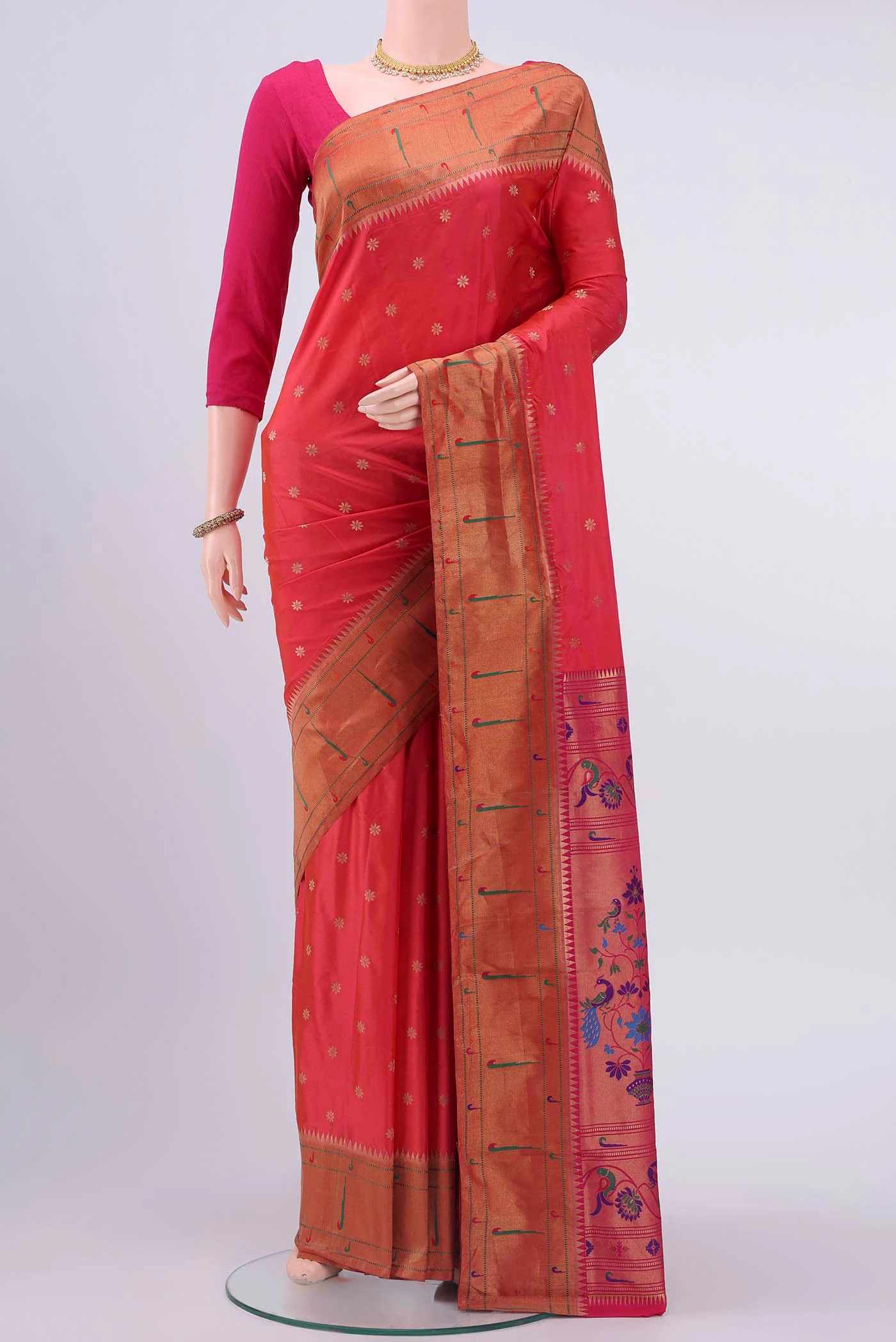 Peach Dual Tone Blended Bangalore Silk Saree