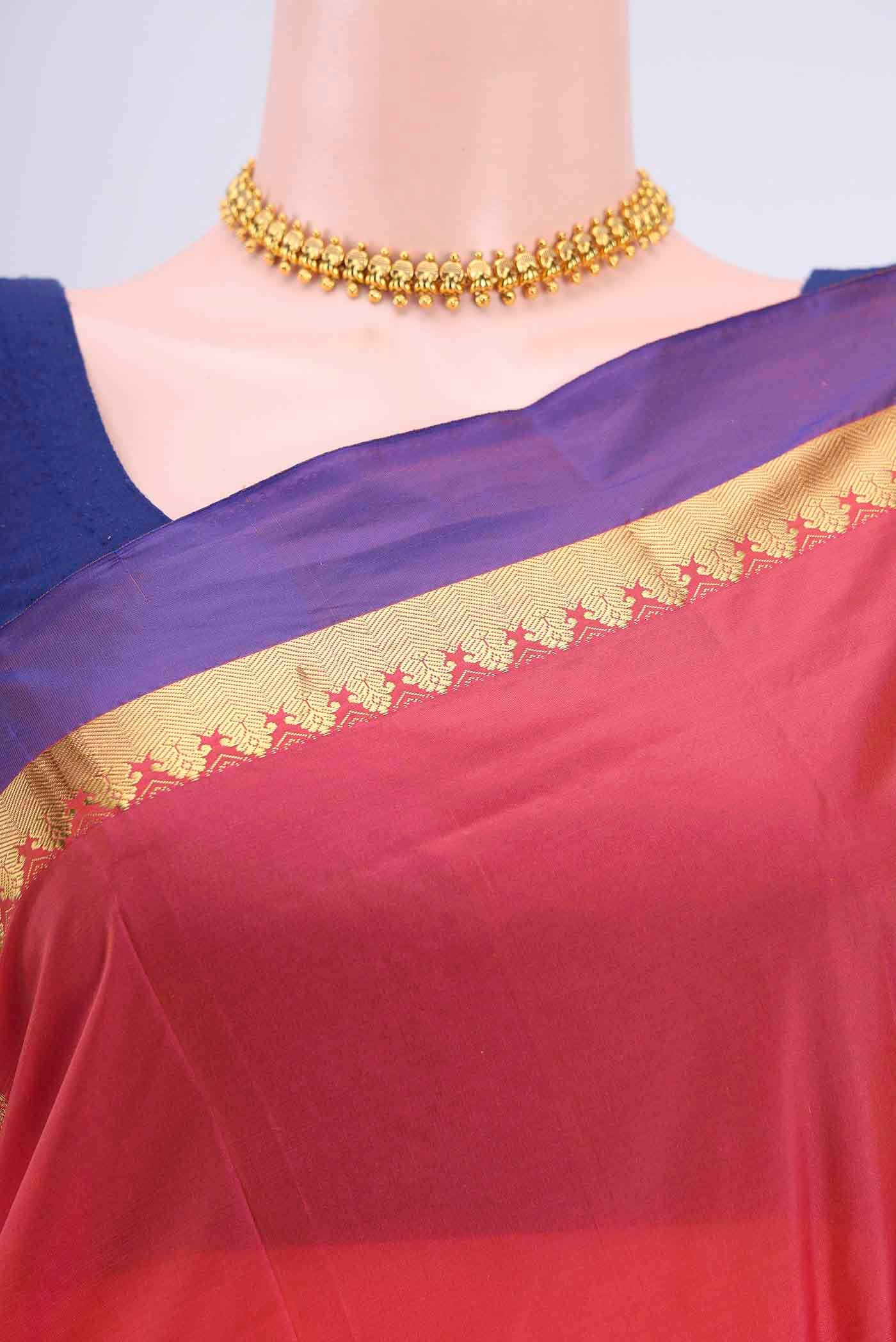 Peach Dual Tone Blended Bangalore Silk Saree - Image 2