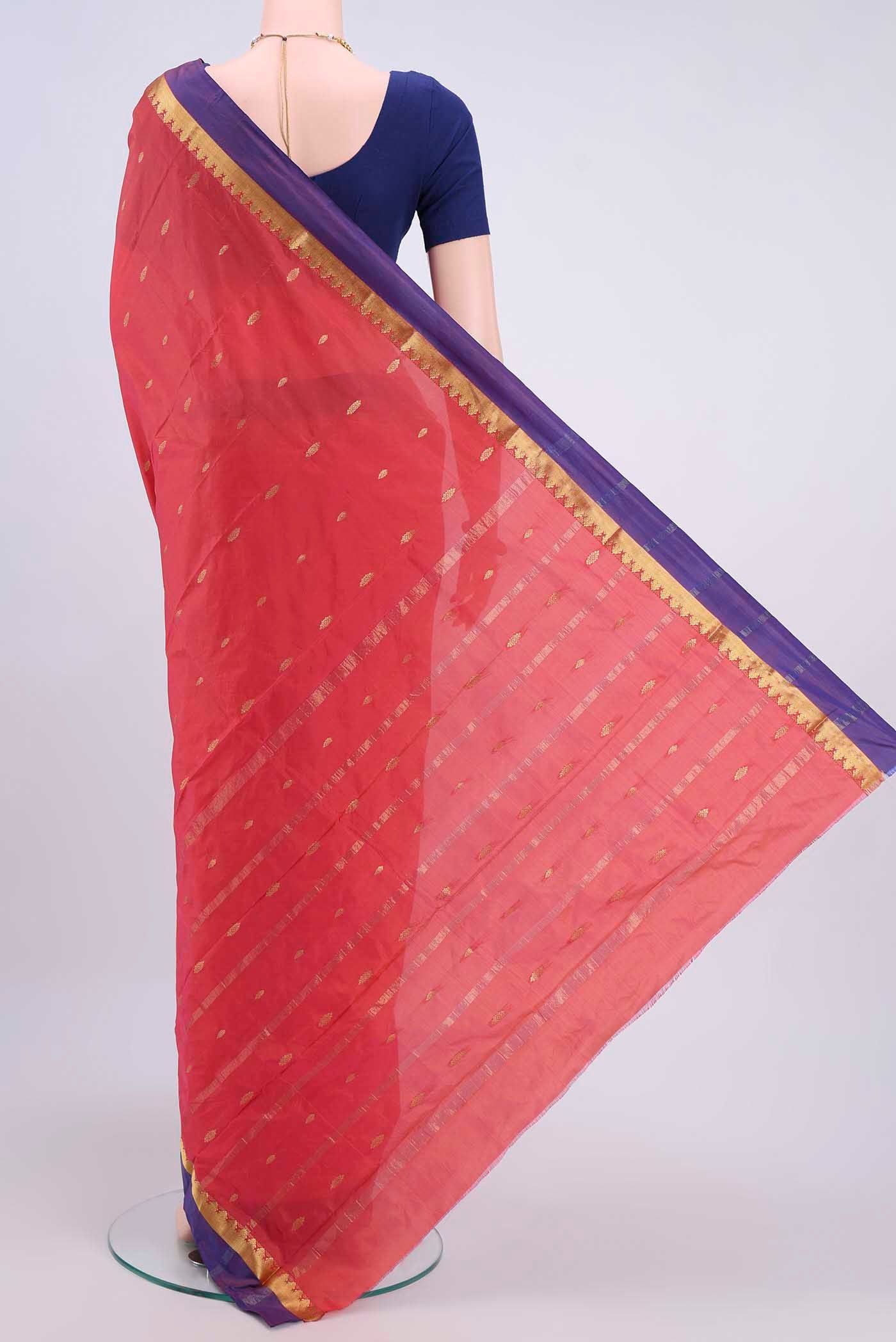 Peach Dual Tone Blended Bangalore Silk Saree - Image 3