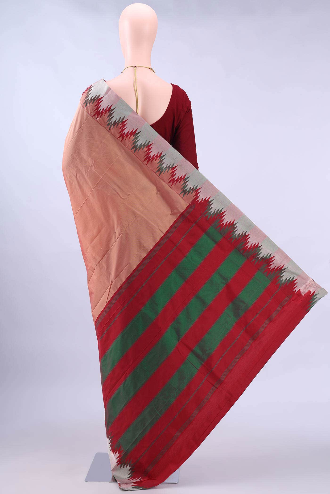 Peach Dual Tone Blended Bangalore Silk Saree - Image 2