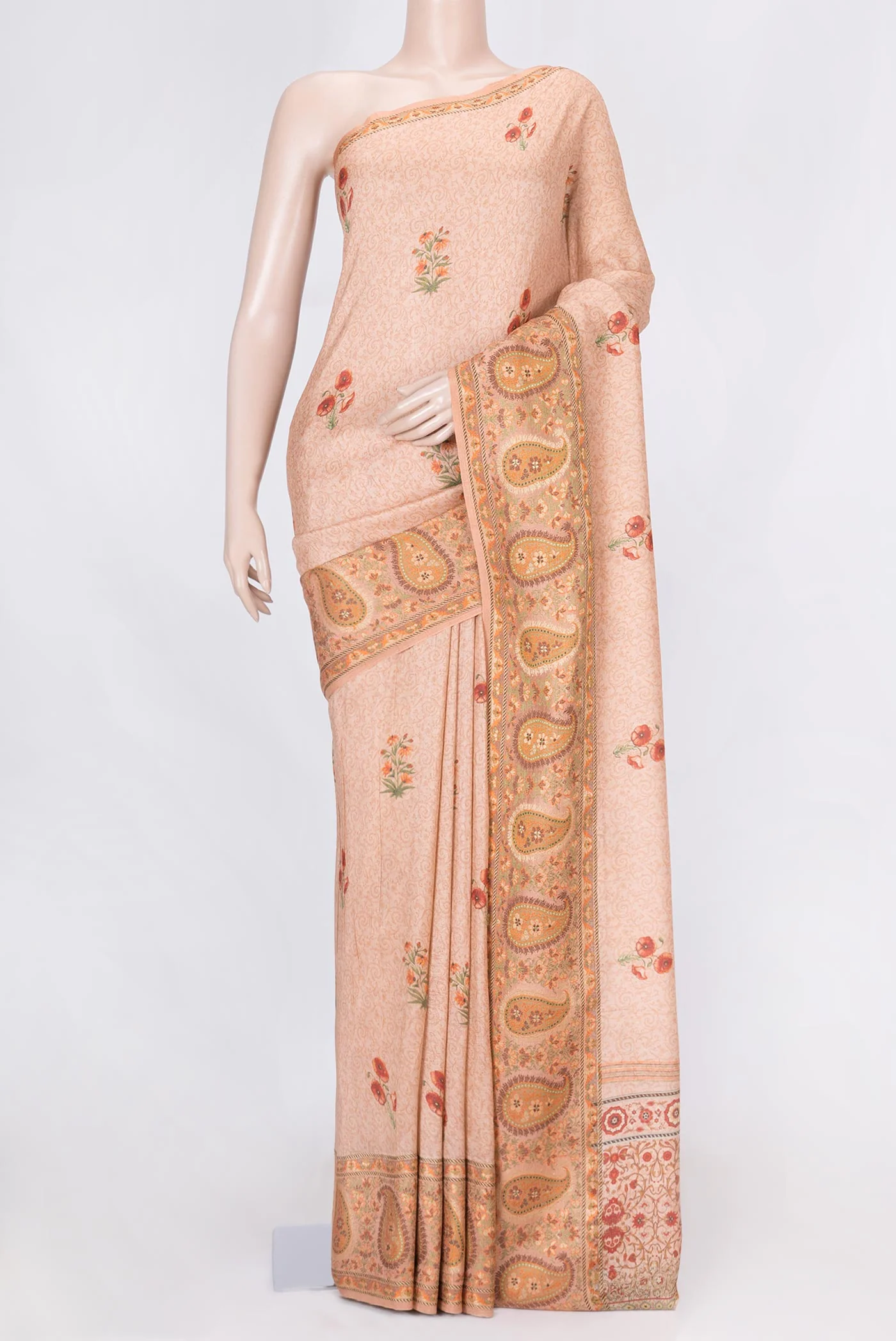 Peach Dual Tone Blended Tussar Silk Saree