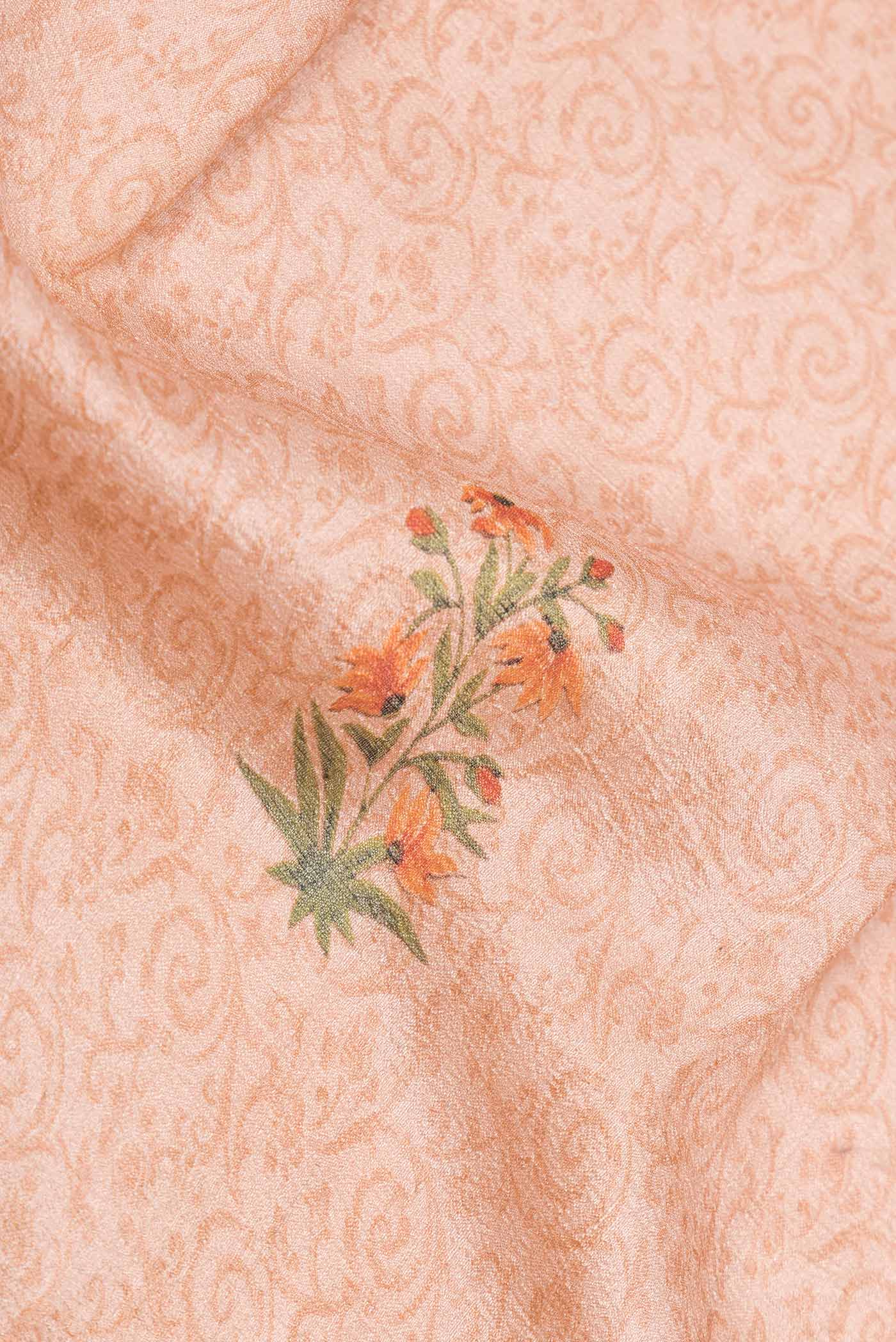 Peach Dual Tone Blended Tussar Silk Saree - Image 2