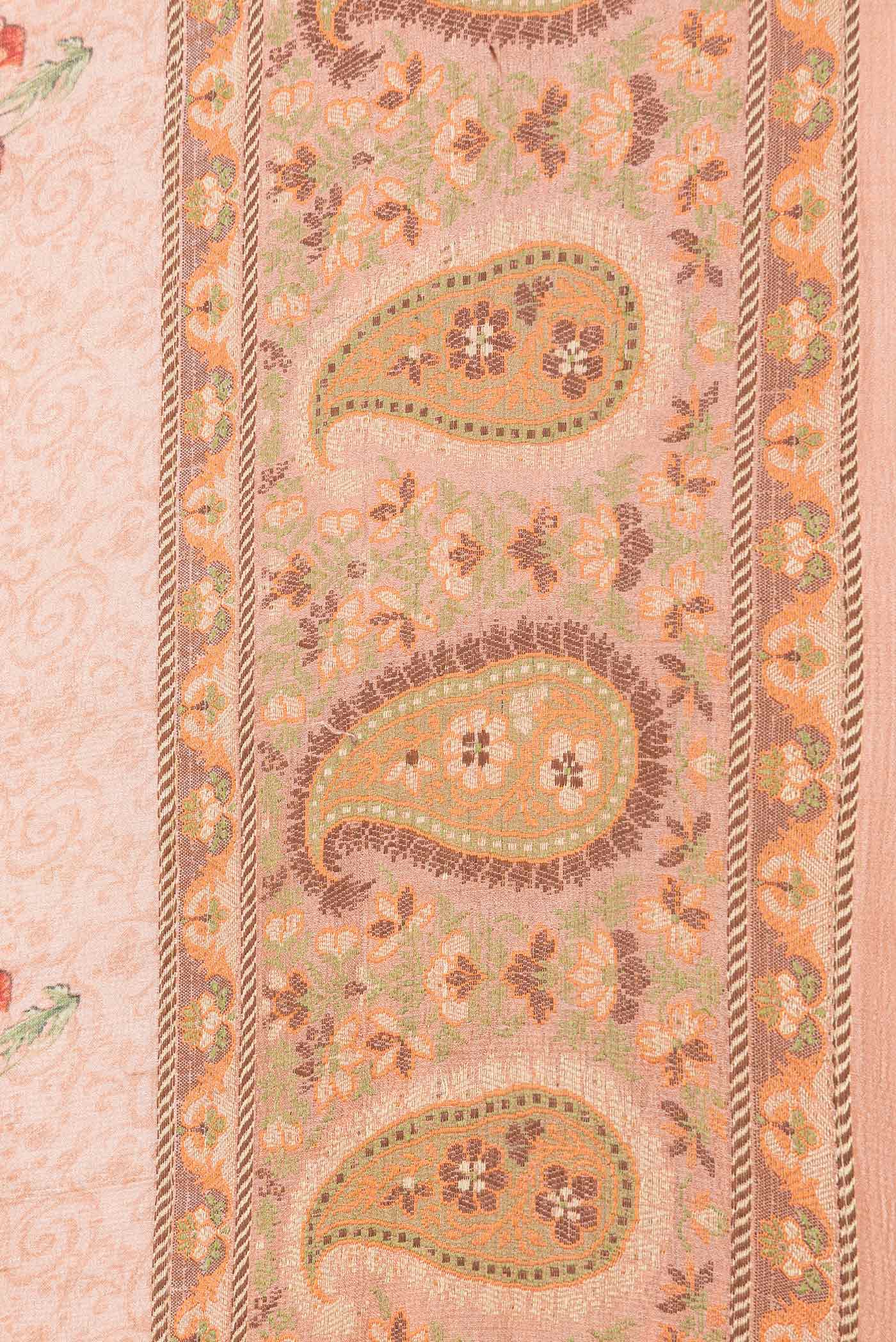 Peach Dual Tone Blended Tussar Silk Saree - Image 3
