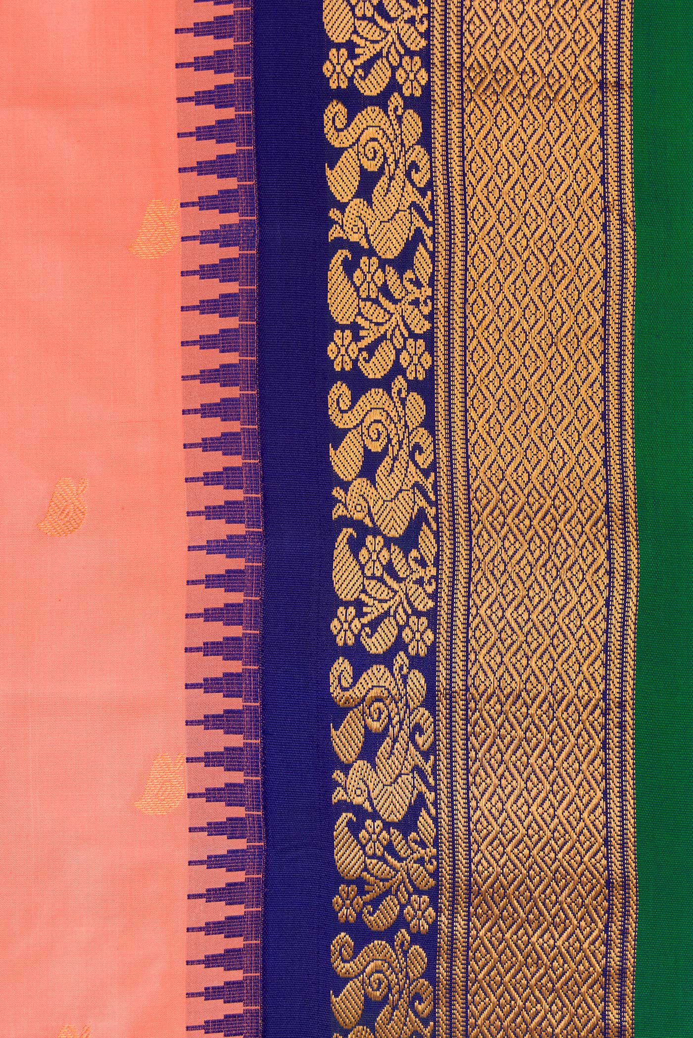 Peach Gadwal Silk Saree - Image 3