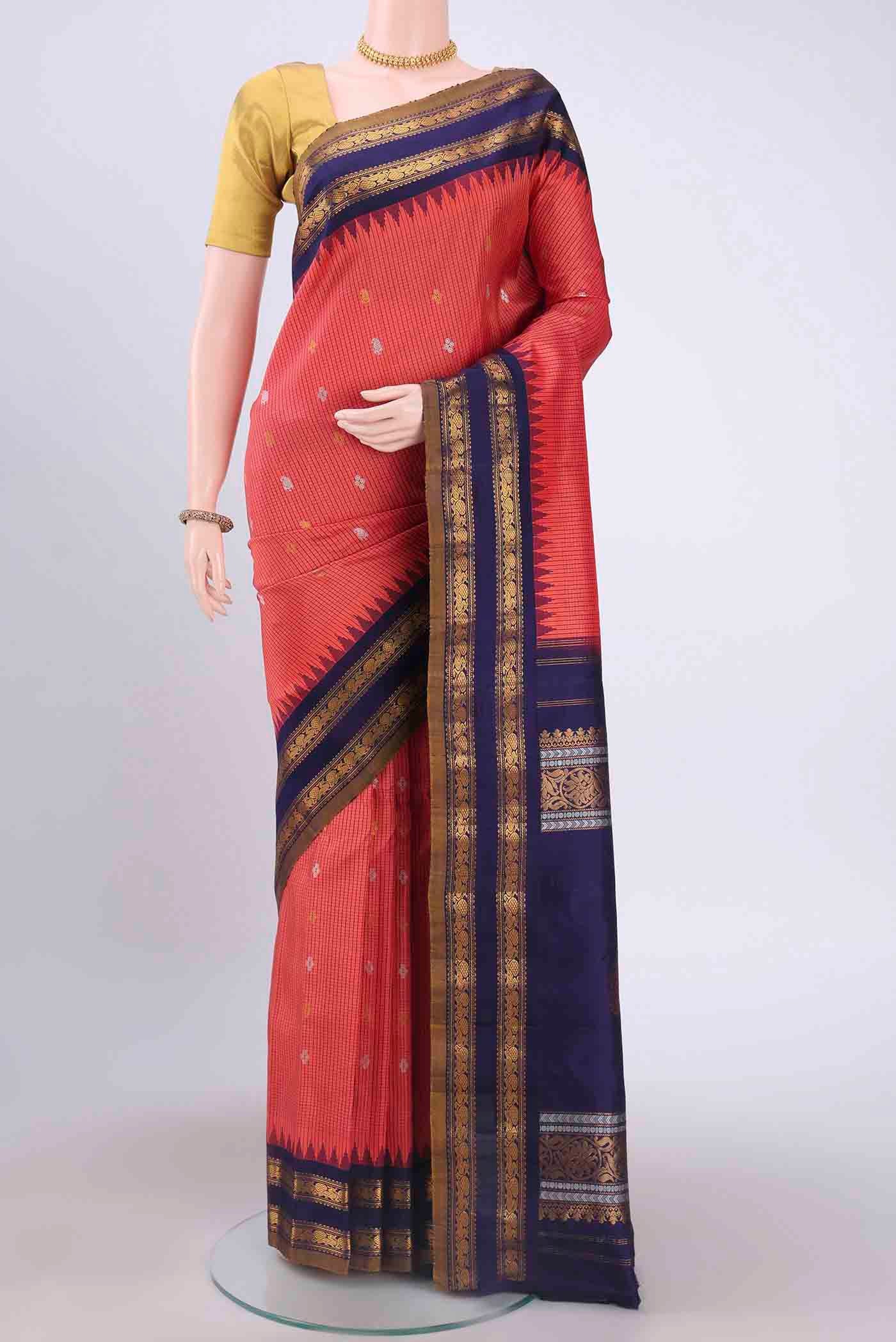Peach Dual Tone Gadwal Silk Saree