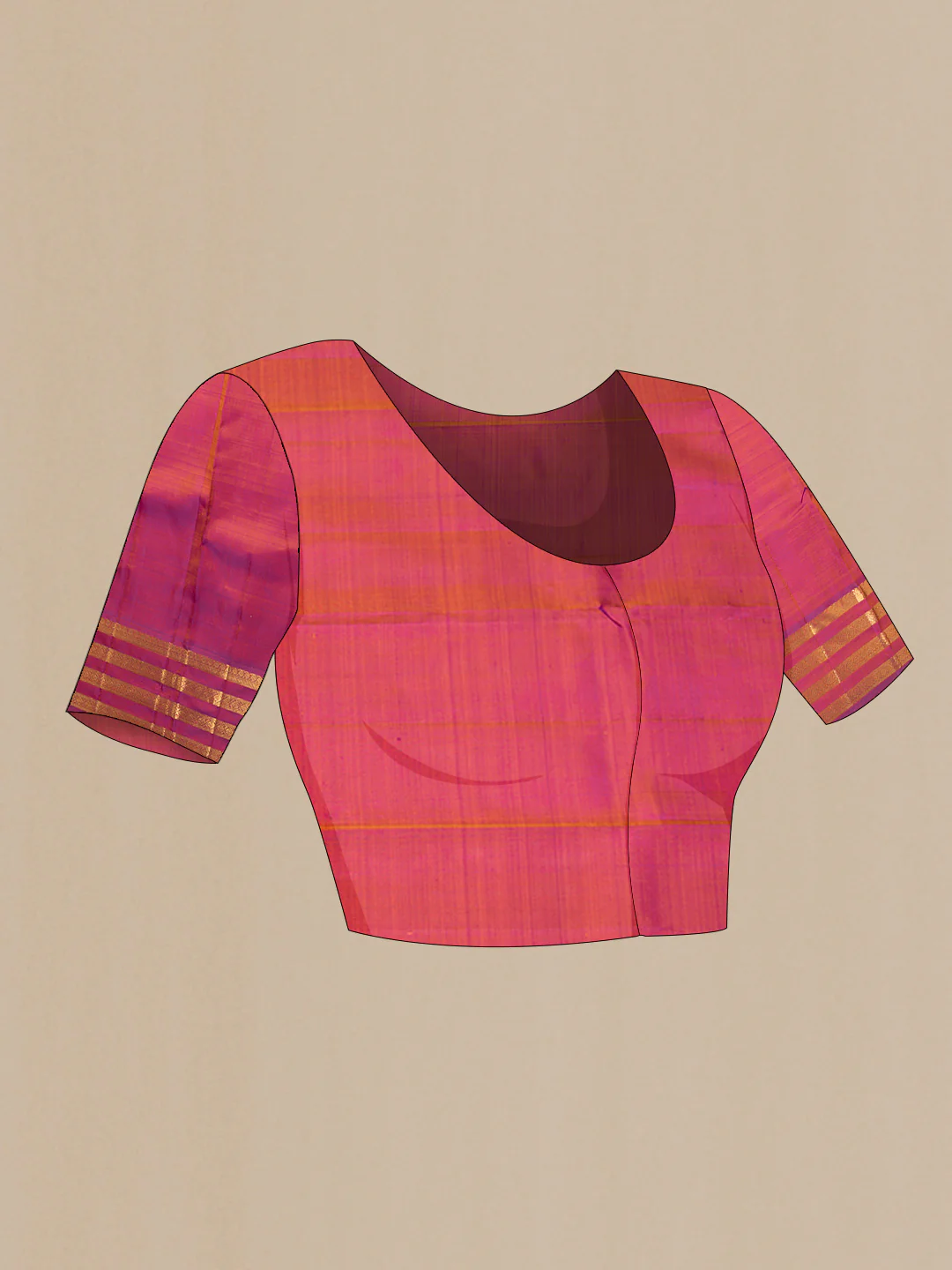 Peach Dual Tone Kanjivaram Saree - Image 5