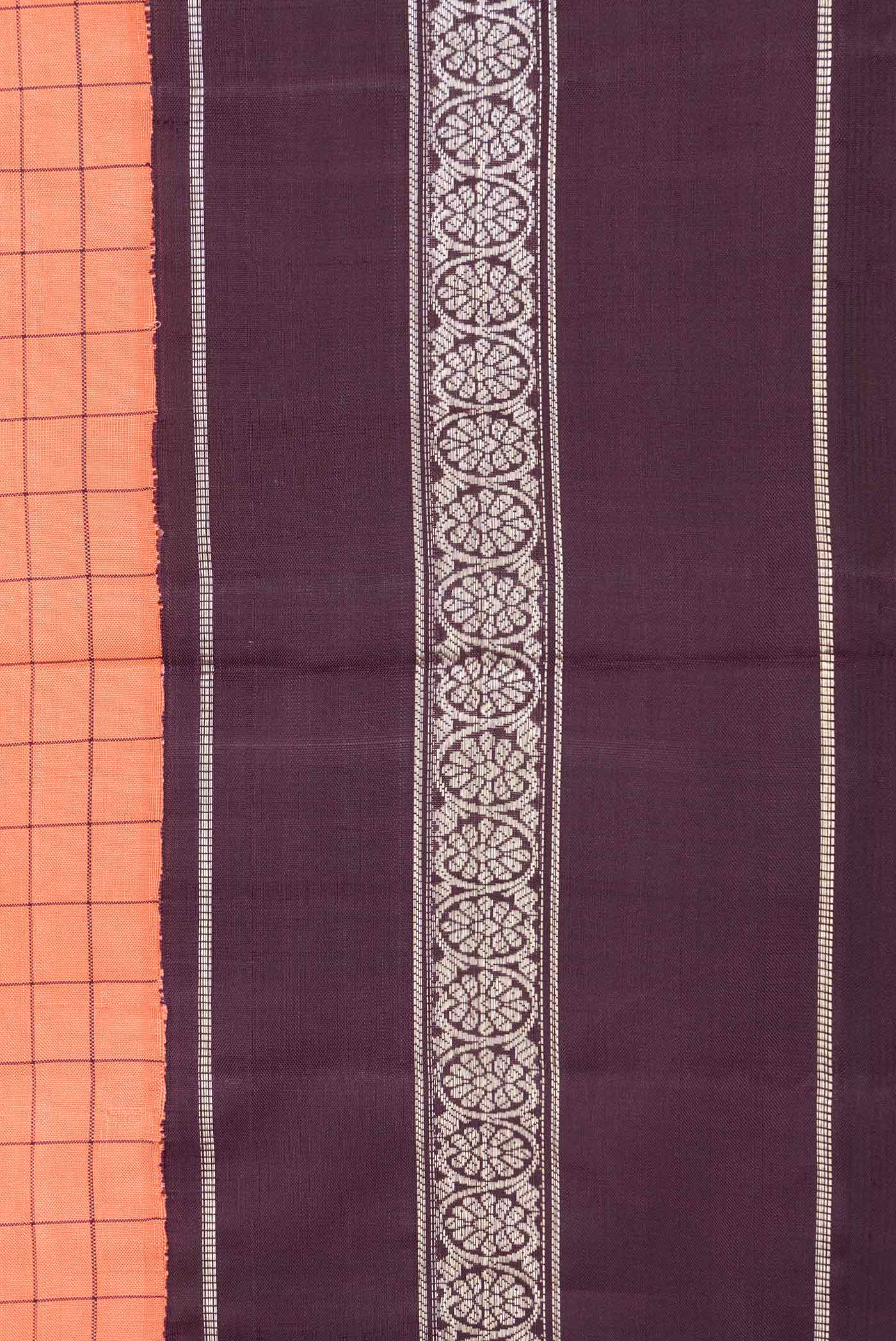 Peach Dual Tone Kanjivaram Saree - Image 3