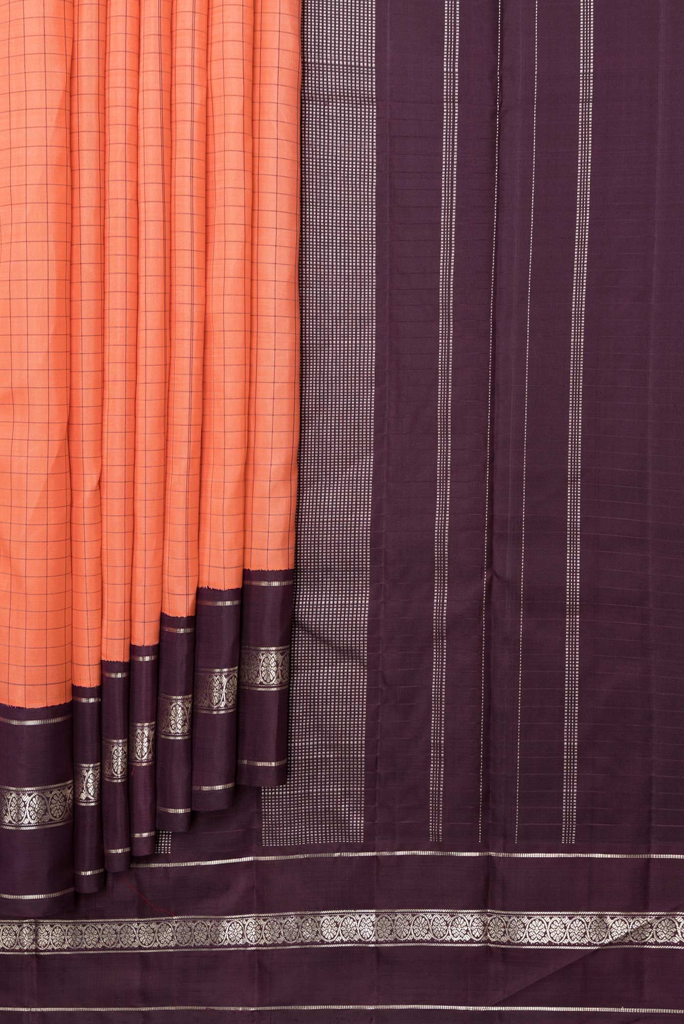 Peach Dual Tone Kanjivaram Saree - Image 4